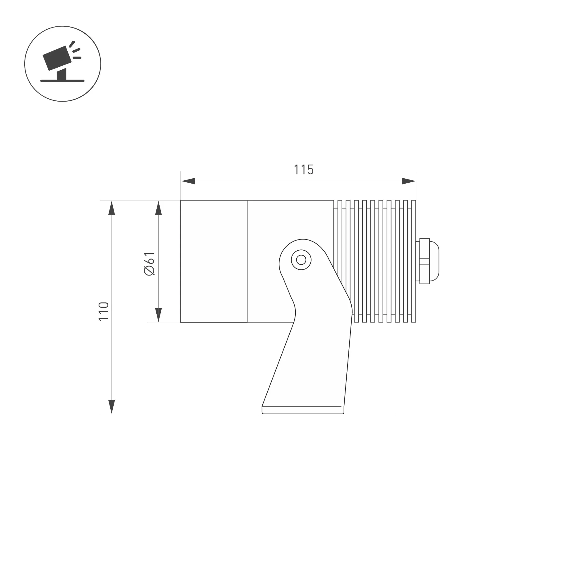 Светильник ALT-RAY-R61-12W Warm3000 (DG, 6 deg, 230V) (Arlight, IP67 Металл, 3 года) - Изображение