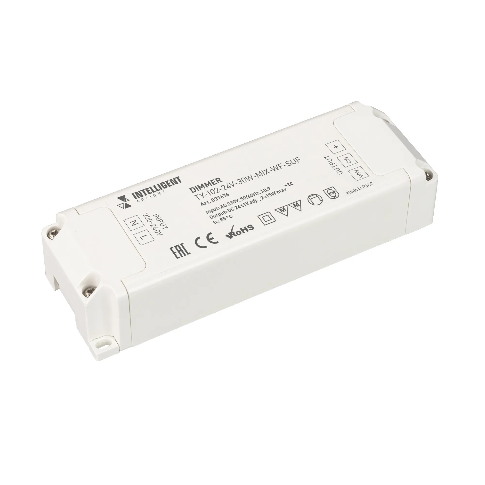 INTELLIGENT ARLIGHT Диммер TY-102-24V-30W-MIX-WF-SUF (230V, WIFI, 433MHz, 2x0.6A) (IARL, Пластик) - Изображение