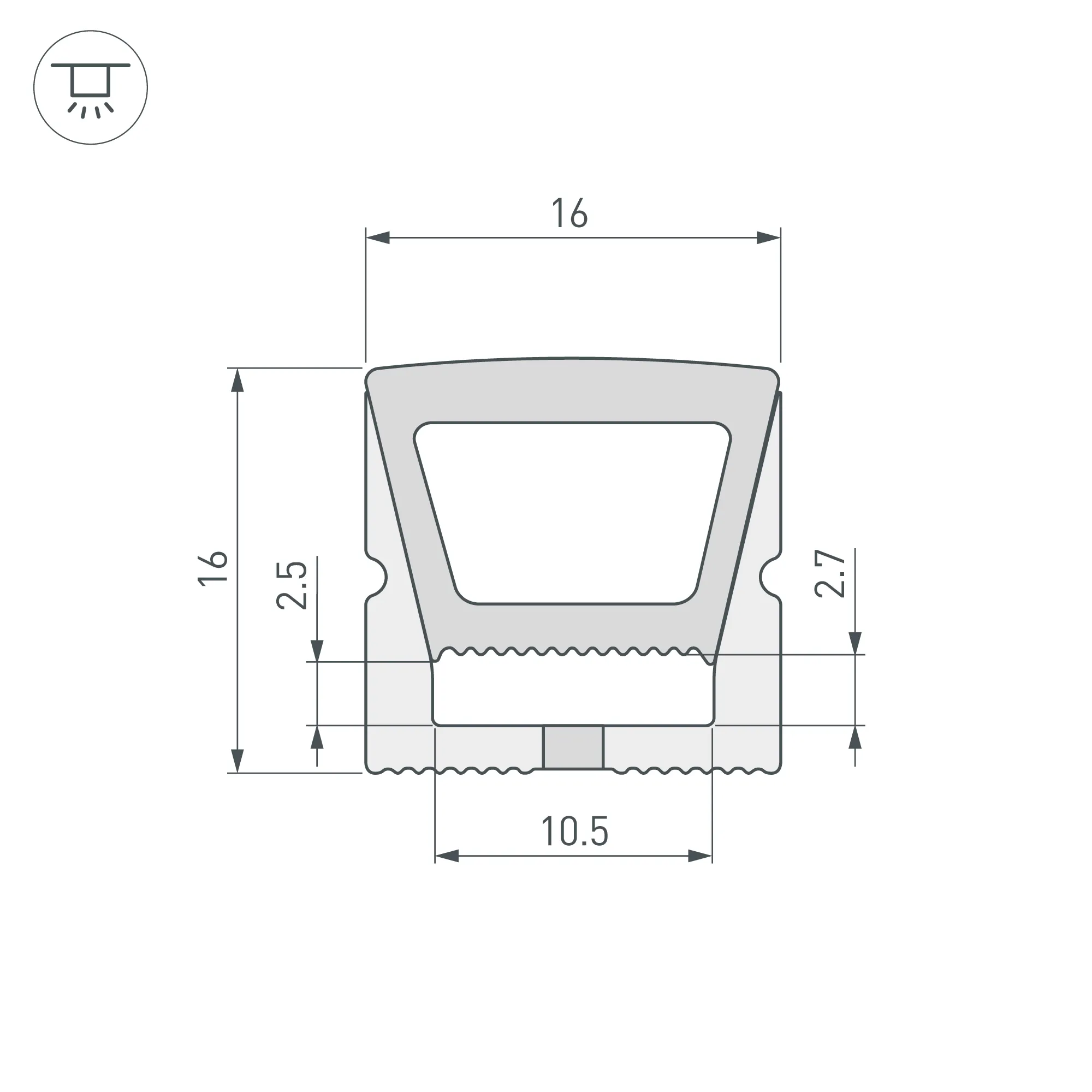 Силиконовый профиль WPH-FLEX-1616-TOP-S11-5m WHITE (Arlight, Силикон) - Изображение