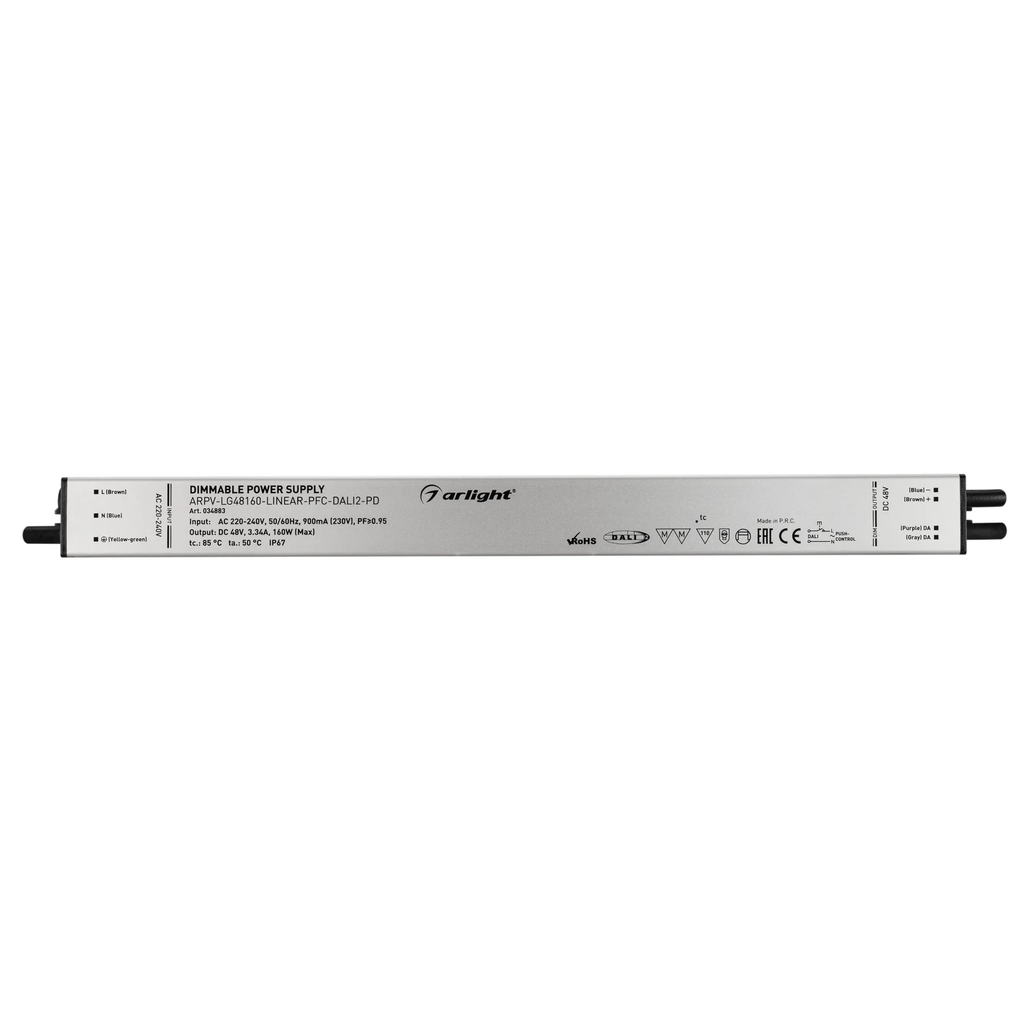 Блок питания ARPV-LG48160-LINEAR-PFC-DALI2-PD (48V, 3.34A, 160W) (Arlight, IP67 Металл, 5 лет) - Изображение