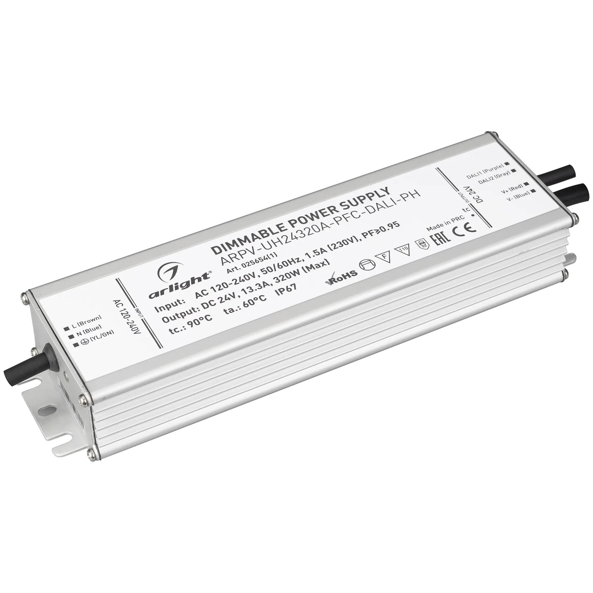 Блок питания ARPV-UH24320A-PFC-DALI-PH (24V, 13.3A, 320W) (Arlight, IP67 Металл, 7 лет) - Изображение