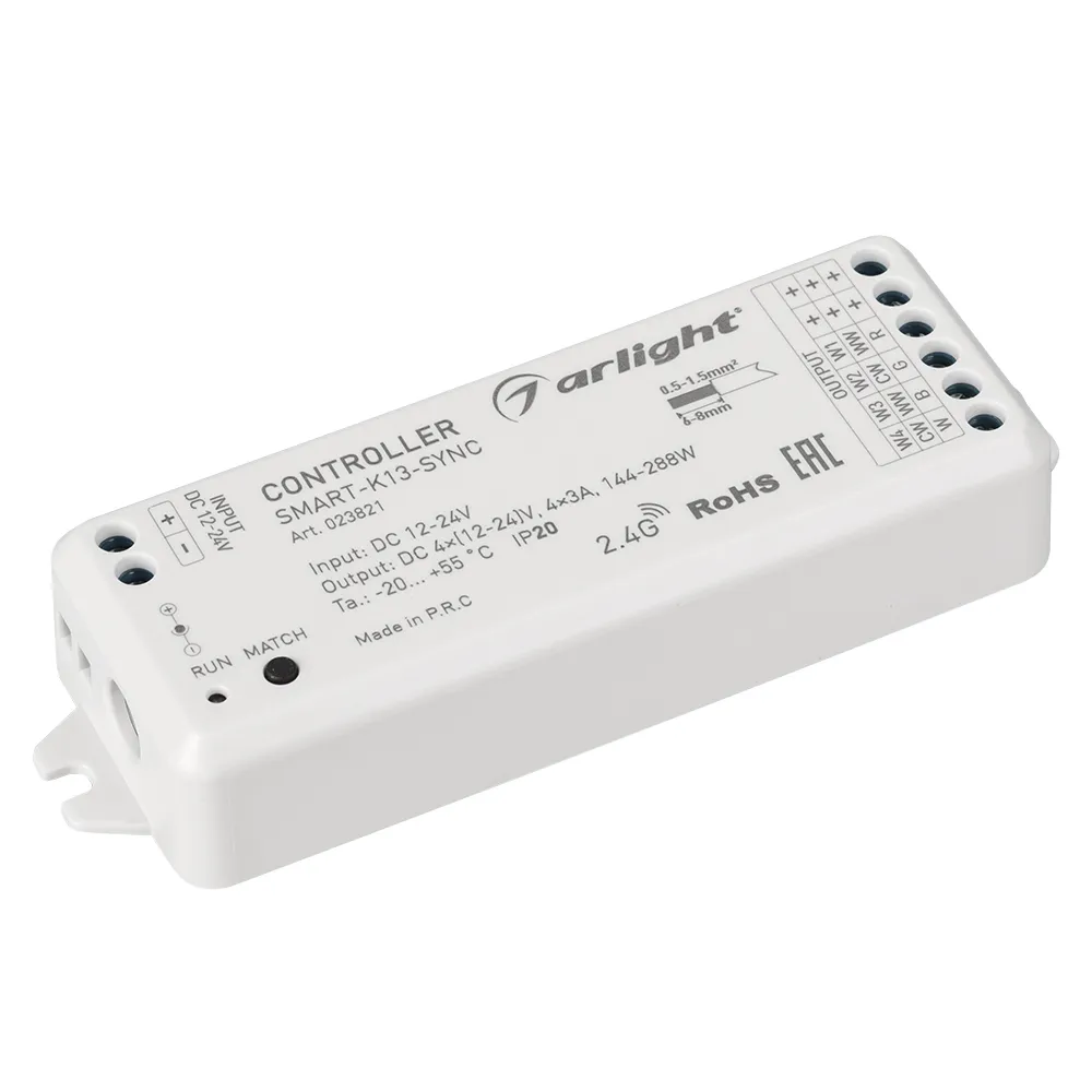 Контроллер SMART-K13-SYNC (12-24V, 4x3A, 2.4G) (Arlight, IP20 Пластик, 5 лет) - Изображение