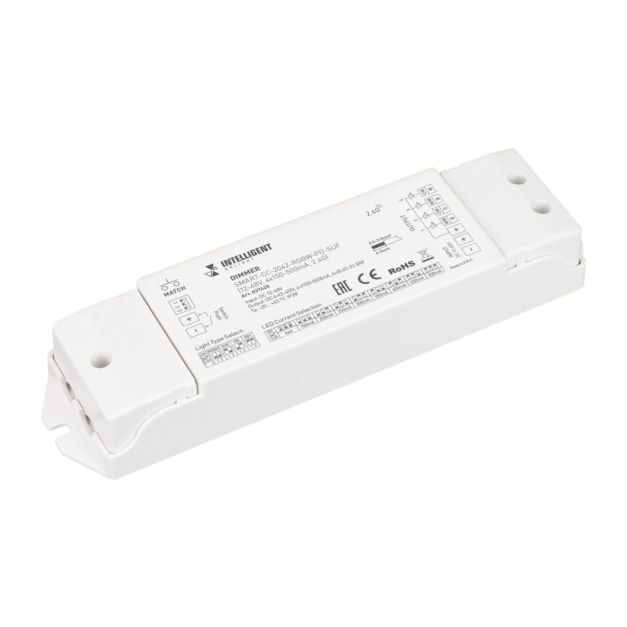 INTELLIGENT ARLIGHT Диммер SMART-CC-2042-RGBW-PD-SUF (12-48V, 4x150-500mA, 2.4G) (IARL, IP20 Пластик, 5 лет) - Изображение