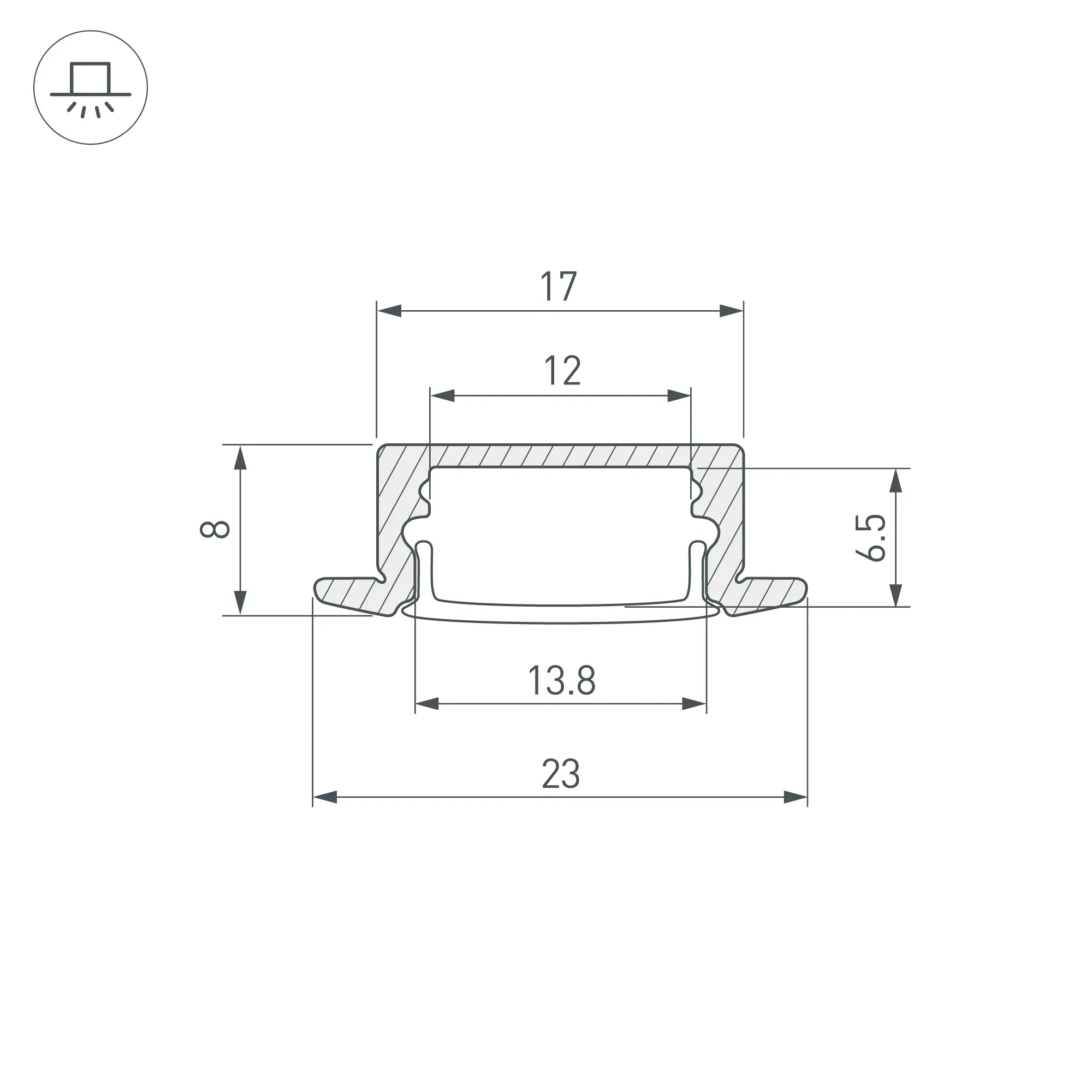 Профиль LINE-2308-F-2000 ANOD BLACK (Arlight, Алюминий) - Изображение