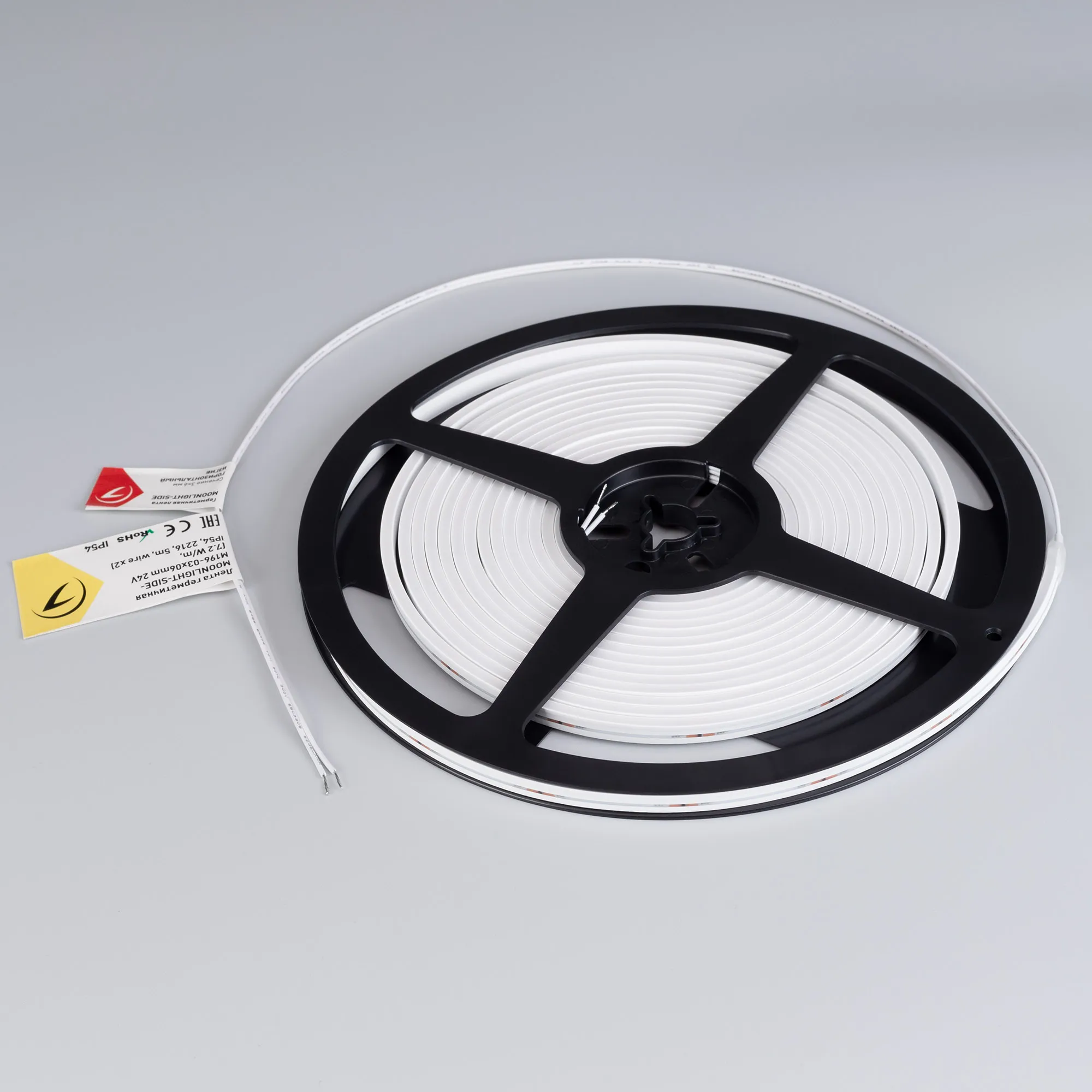 Лента светодиодная герметичная MOONLIGHT-SIDE-M196-03x06mm 24V Warm3000 (7.2 W/m, IP54, 2216, 5m, wire x2) (Arlight, Вывод прямой, 3 года) - Изображение