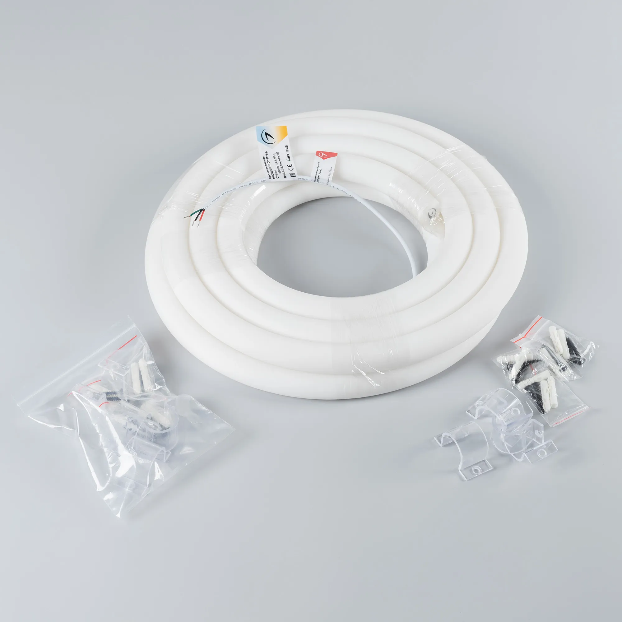 Лента светодиодная герметичная MOONLIGHT-TOP-M768-D25mm 24V White-MIX 360deg (14.4 W/m, IP65, 2216, 5m, wire x1) (Arlight, Вывод прямой, 3 года) - Изображение