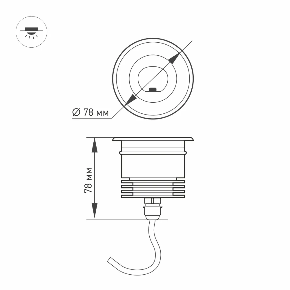 Светильник LTD-GROUND-TILT-R80-9W Day4000 (SL, 60 deg, 230V) (Arlight, IP67 Металл, 3 года) - Изображение