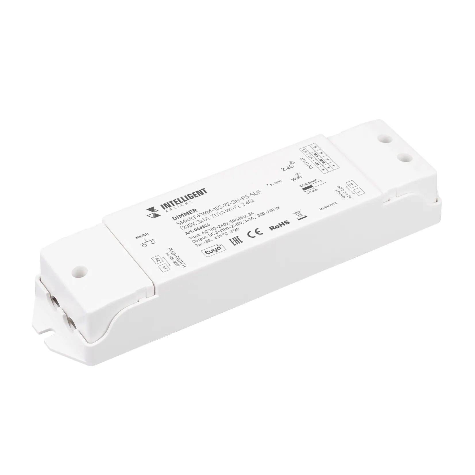 INTELLIGENT ARLIGHT Диммер SMART-PWM-103-72-SH-PS-SUF (230V, 3x1A, TUYA Wi-Fi, 2.4G) (IARL, IP20 Пластик, 5 лет) - Изображение