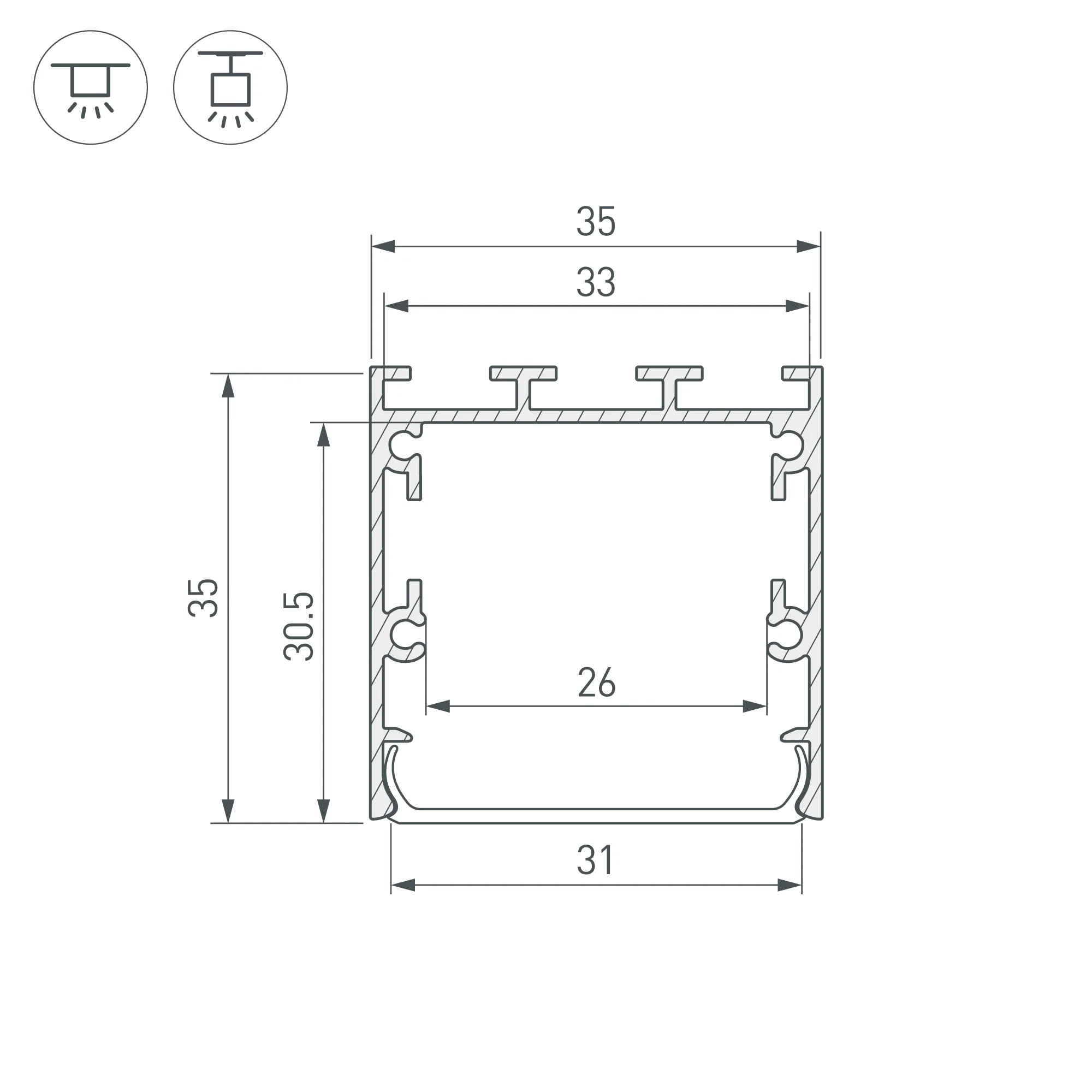 Профиль LINE-S-3535-3000 WHITE (Arlight, Алюминий) - Изображение