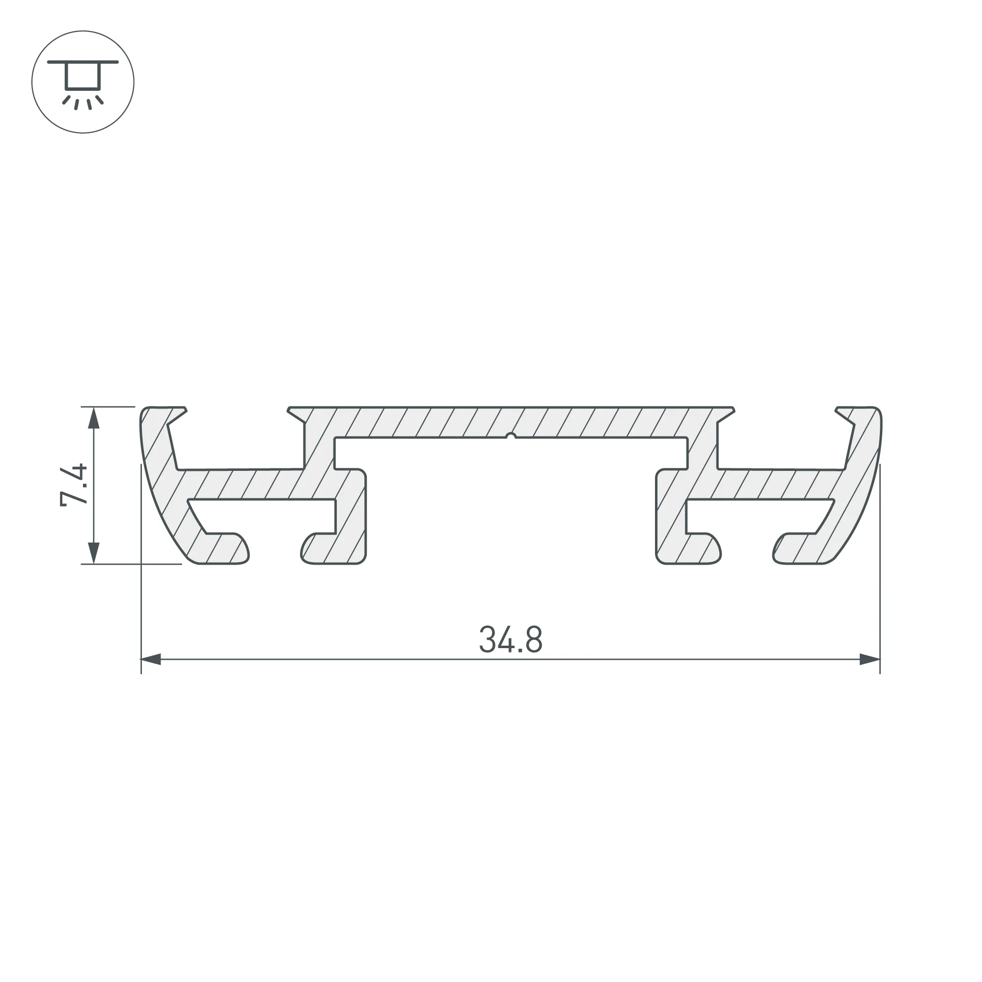 Профиль-держатель PHS-A-BASE-H7.4-2000 ANOD (Arlight, Алюминий) - Изображение