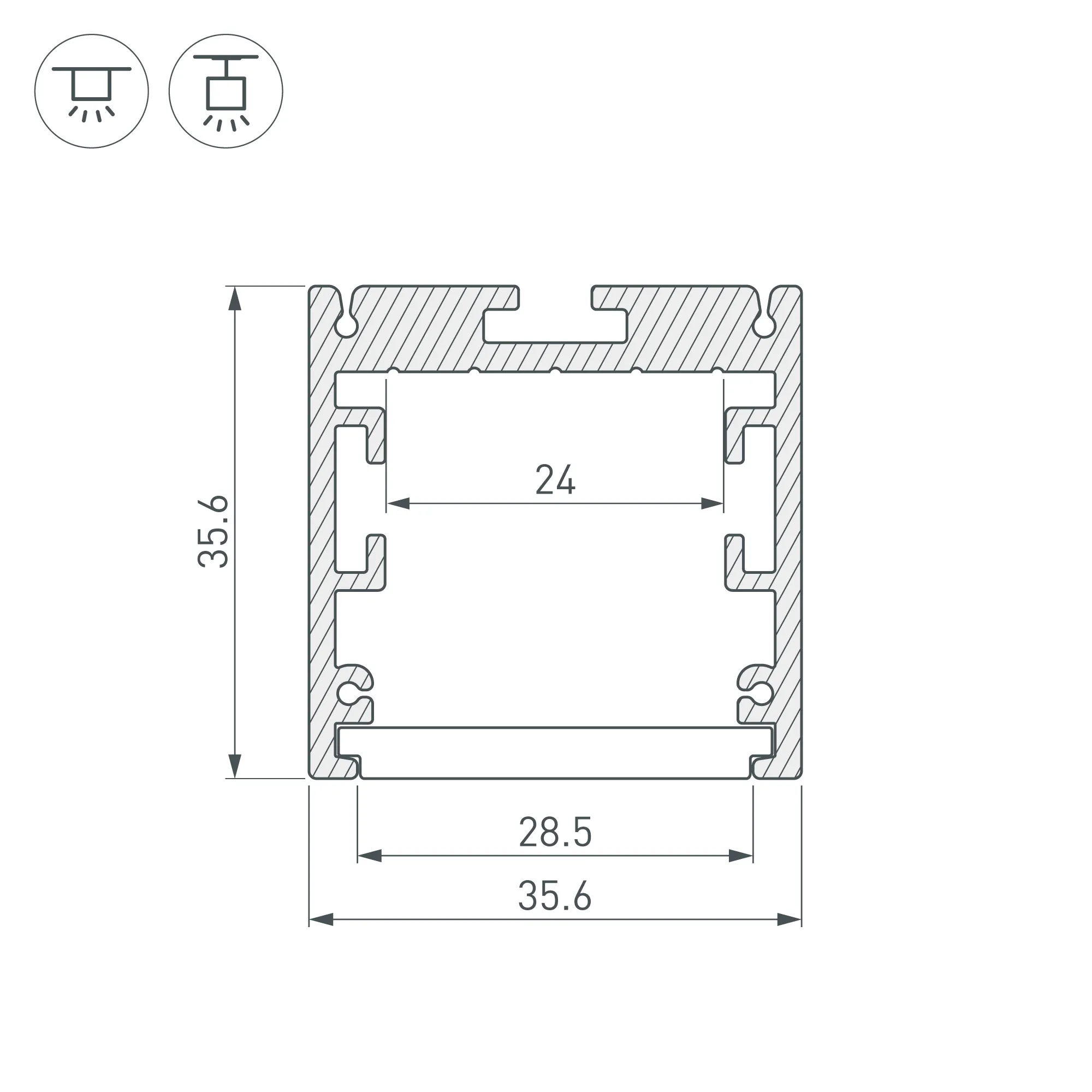 Профиль SL-ARC-3535-LINE-2500 SILVER (Arlight, Алюминий) - Изображение