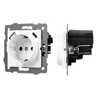 Механизм розетки с быстрой USB зарядкой SCT-MUAC-PL-WH-V (250V, 16A) (Arlight, -) - Изображение
