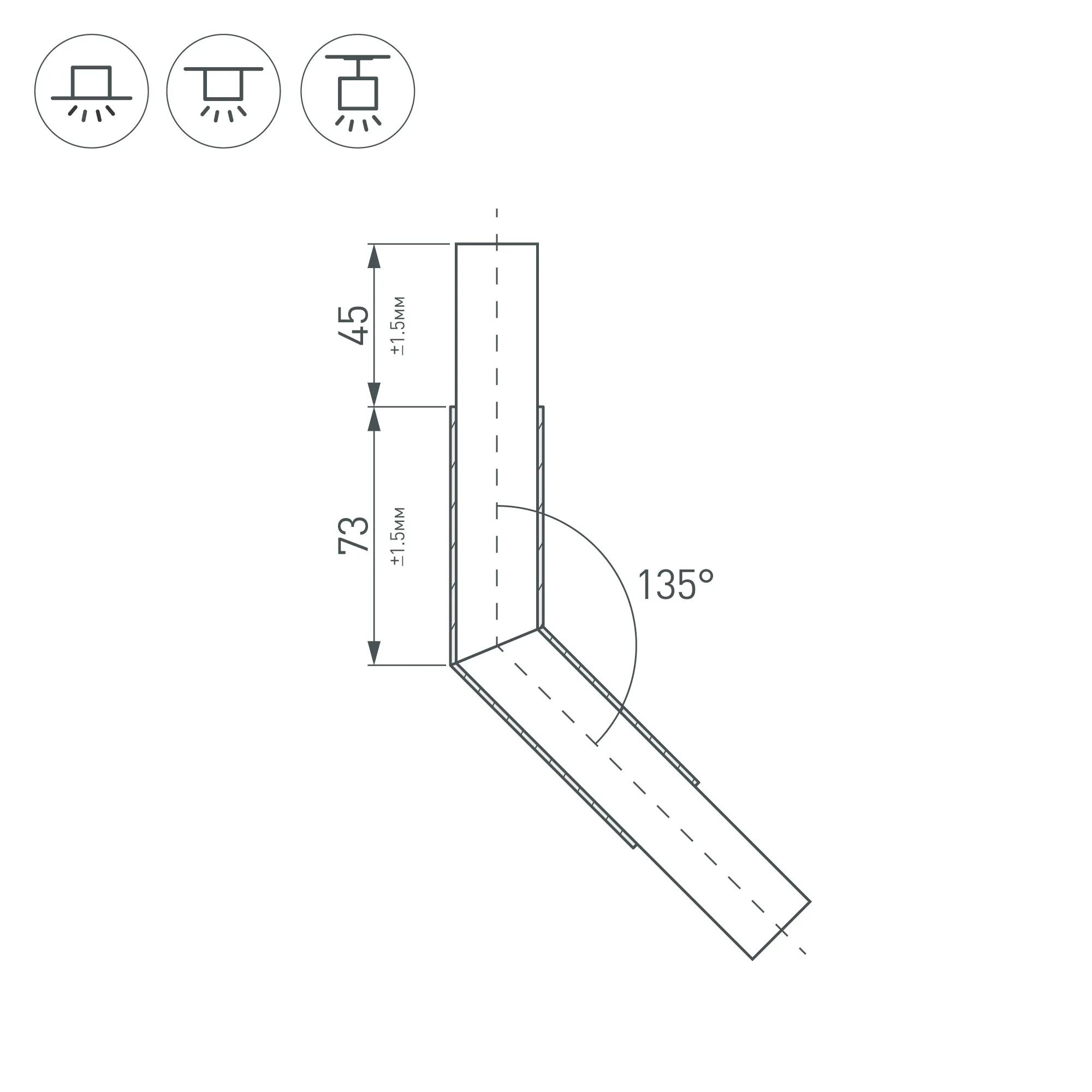 Угол PLS-LOCK-H25-L135 (с экраном MAT-L) (Arlight, Металл) - Изображение