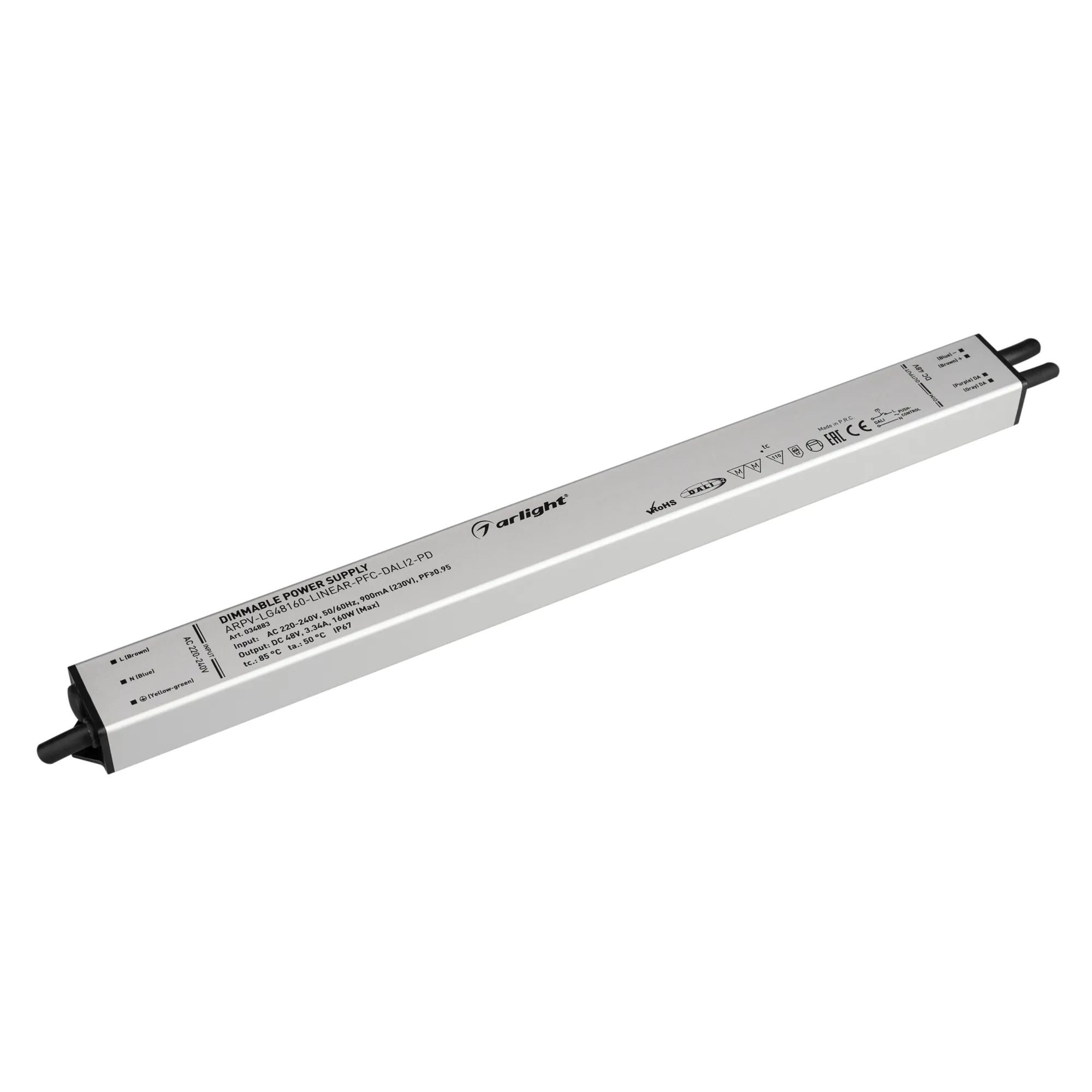 Блок питания ARPV-LG48160-LINEAR-PFC-DALI2-PD (48V, 3.34A, 160W) (Arlight, IP67 Металл, 5 лет) - Изображение