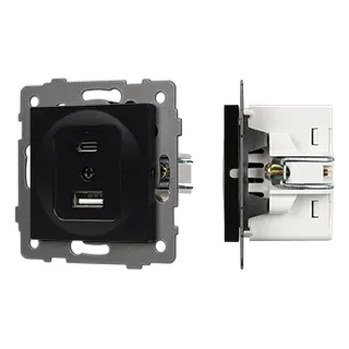Механизм USB розетки SCT-MUAC-PL-BK-V (5V, 3A, QC4) (Arlight, -) - Изображение