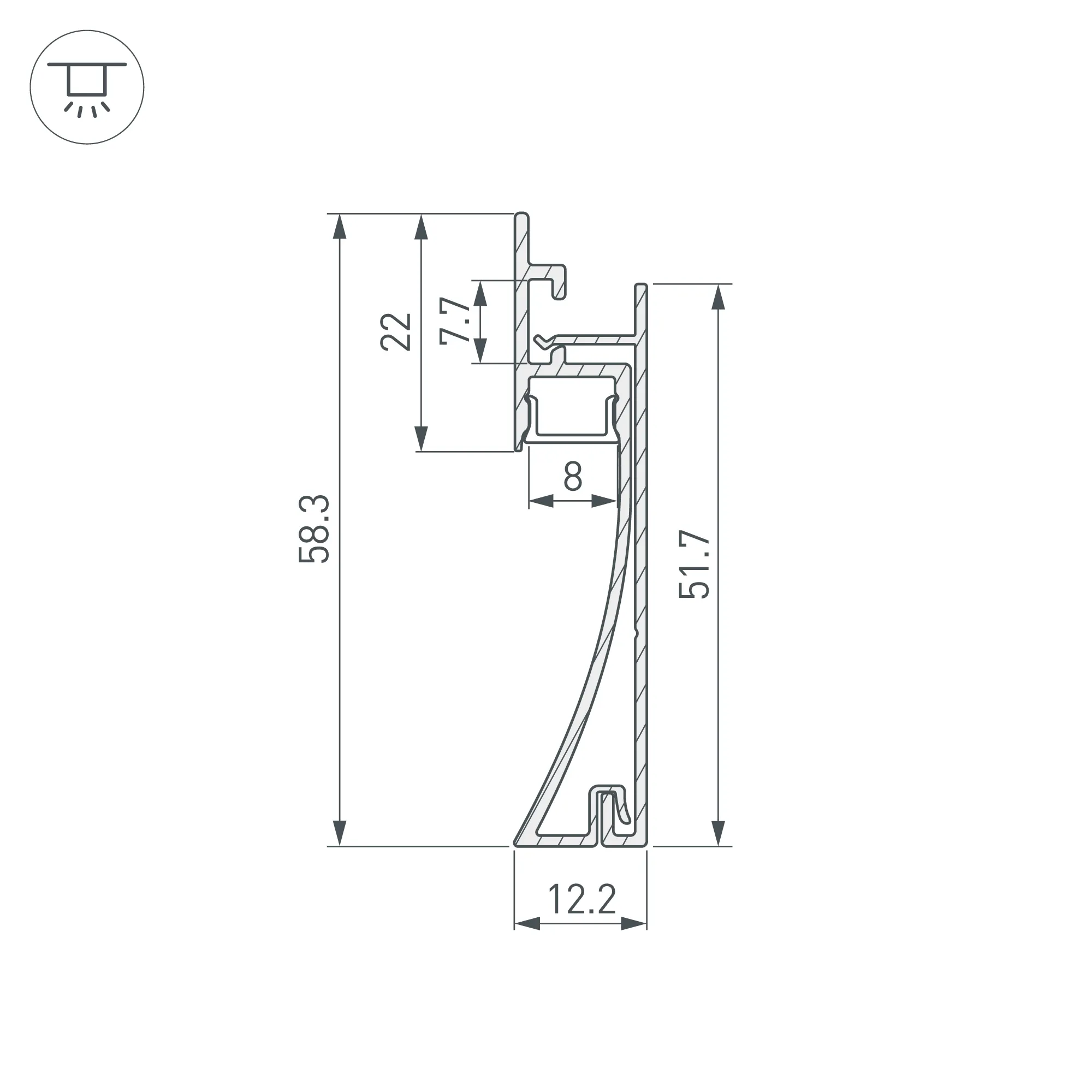 Профиль PLINTUS-H58-F-2000 BLACK (Arlight, Алюминий) - Изображение