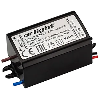 Блок питания ARPV-LV24005 (24V, 0.2A, 5W) (Arlight, IP67 Пластик, 2 года) - Изображение