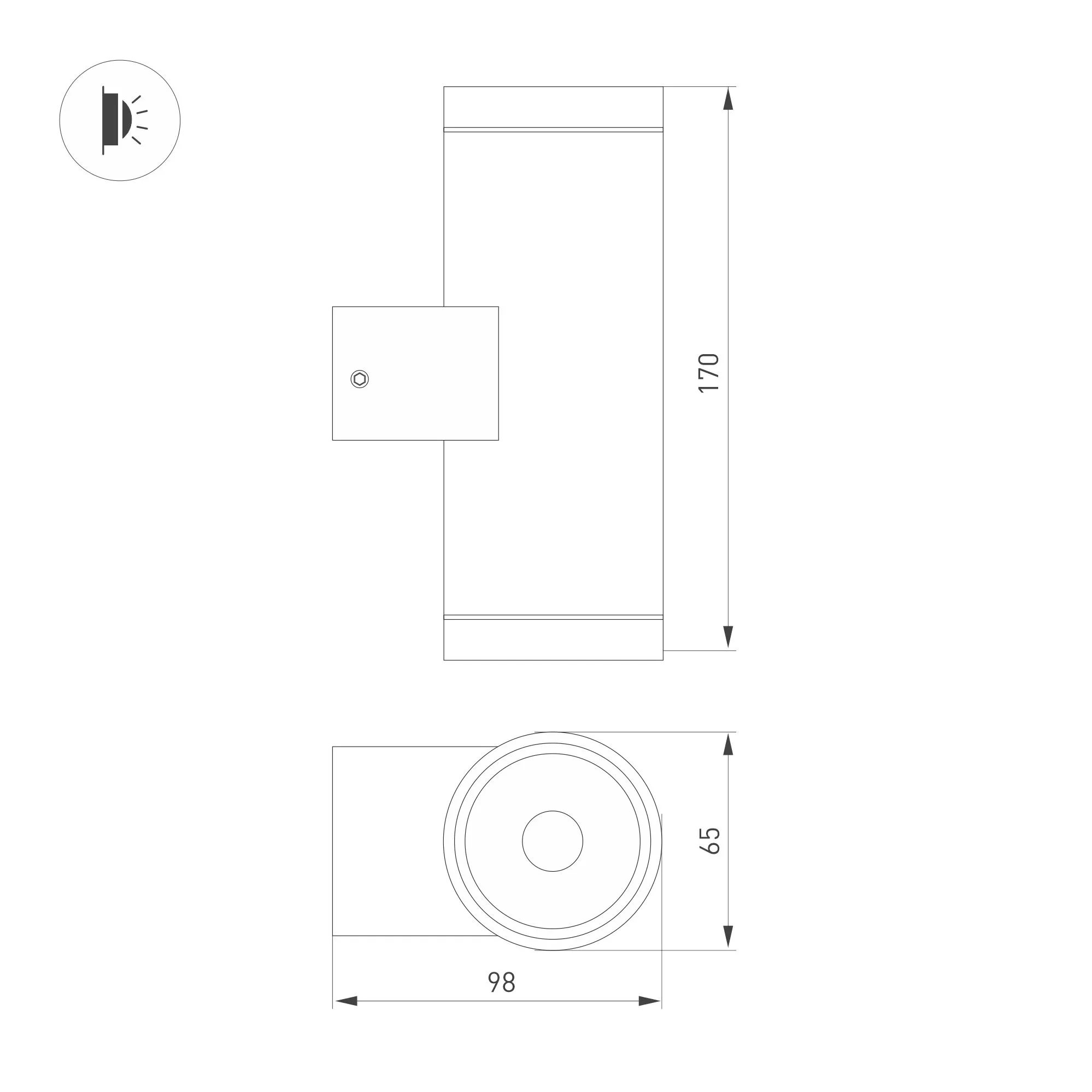 Светильник LGD-RAY-WALL-TWIN-R65-2x9W Day4000 (GR, 23 deg, 230V) (Arlight, IP65 Металл, 3 года) - Изображение