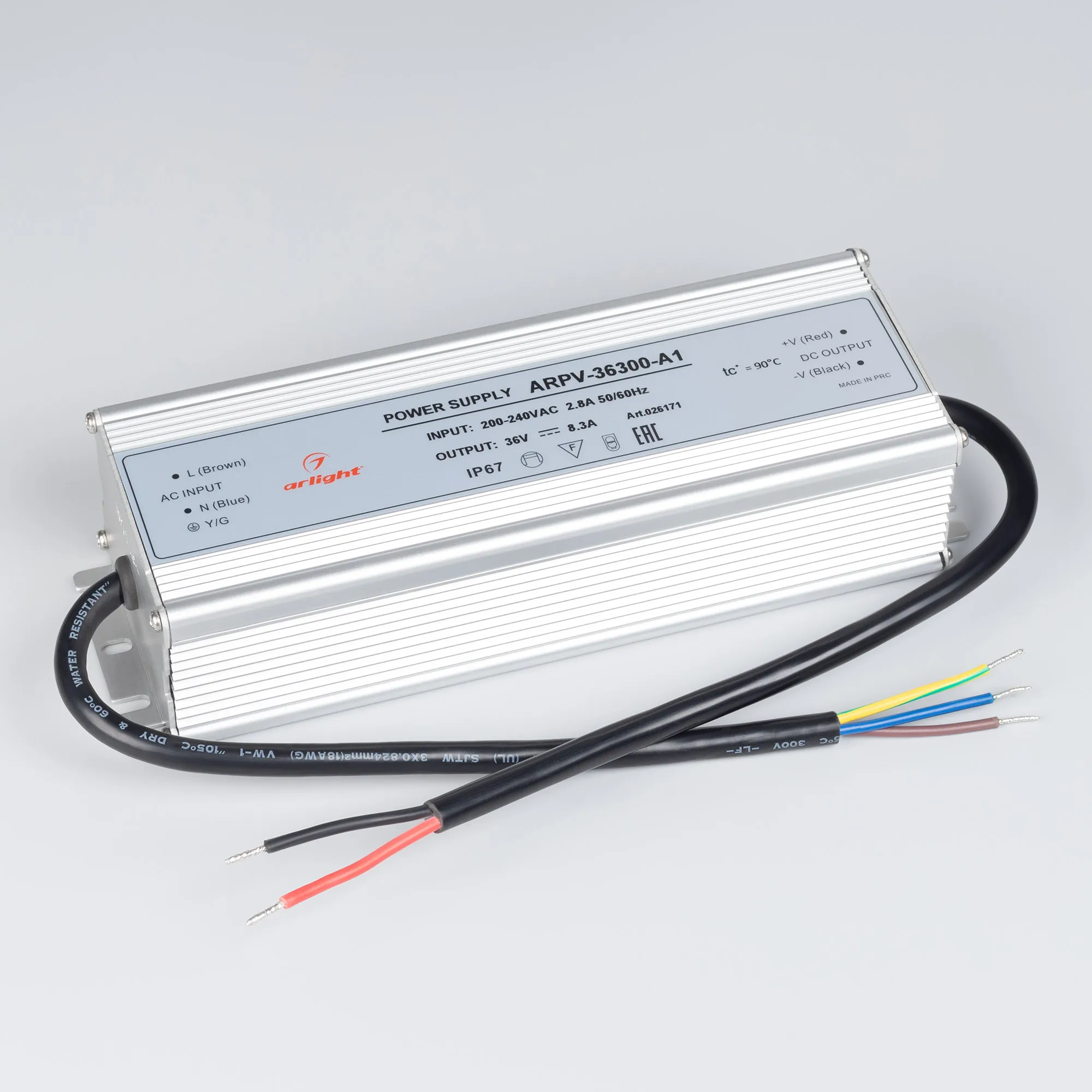 Блок питания ARPV-36300-A1 (36V, 8.3A, 300W) (Arlight, IP67 Металл, 3 года) - Изображение