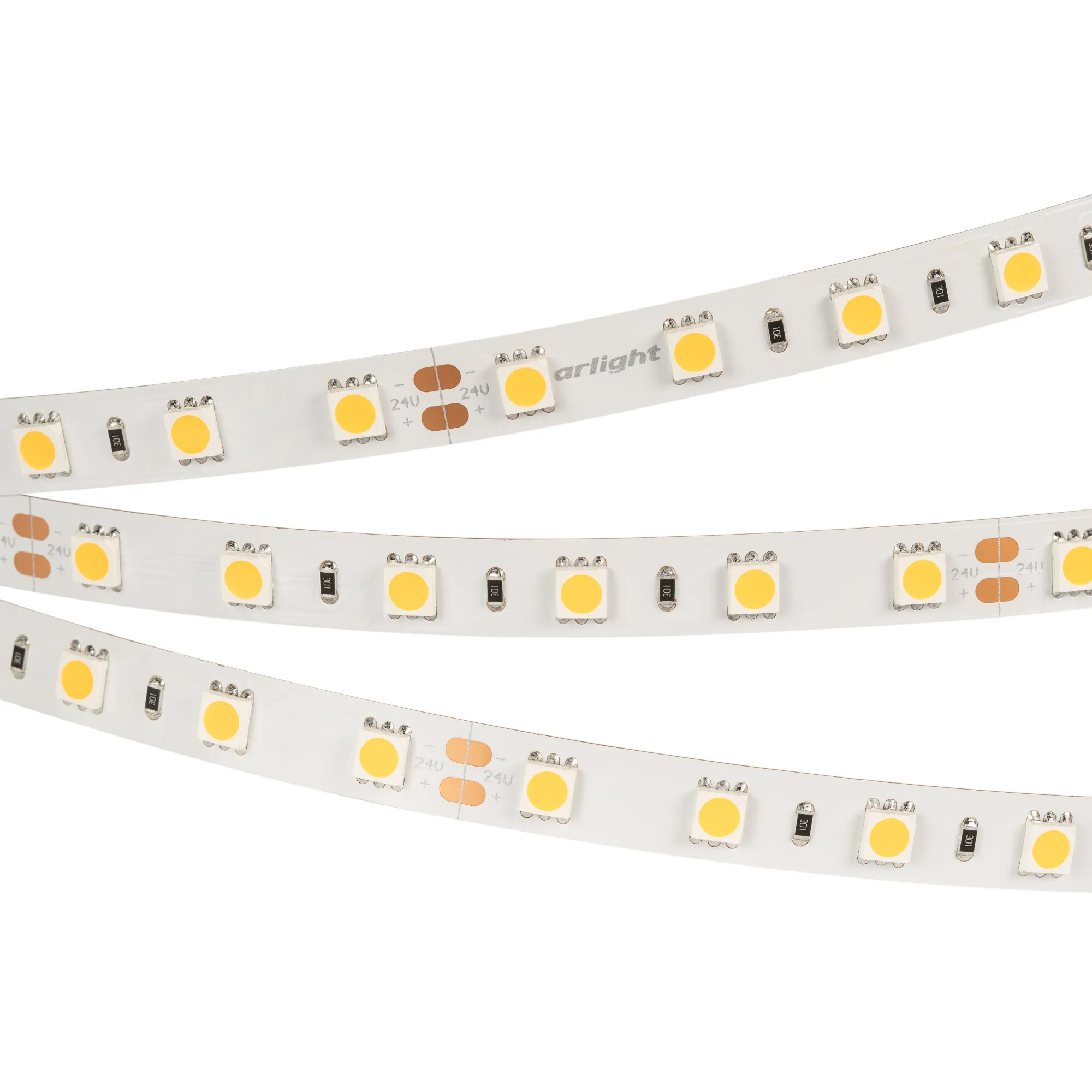 Лента RT 2-5000 24V Warm2700 2x (5060, 300 LED, LUX) (Arlight, 14.4 Вт/м, IP20) - Изображение