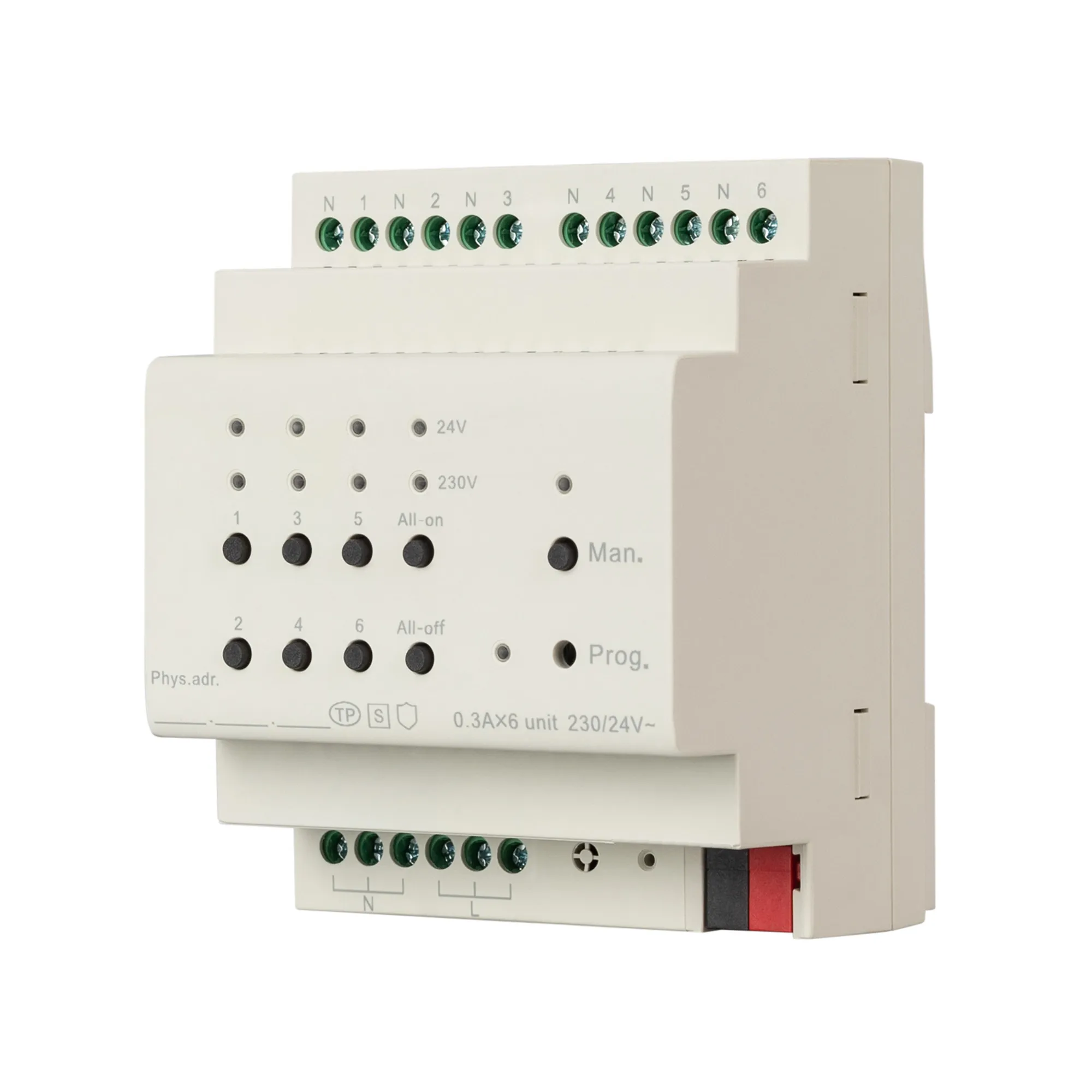 INTELLIGENT ARLIGHT Актуатор KNX-4063-82-WTO-CL-DIN (BUS/230V, 6x300mA, KNX Secure) (IARL, IP20 Пластик, 2 года) - Изображение