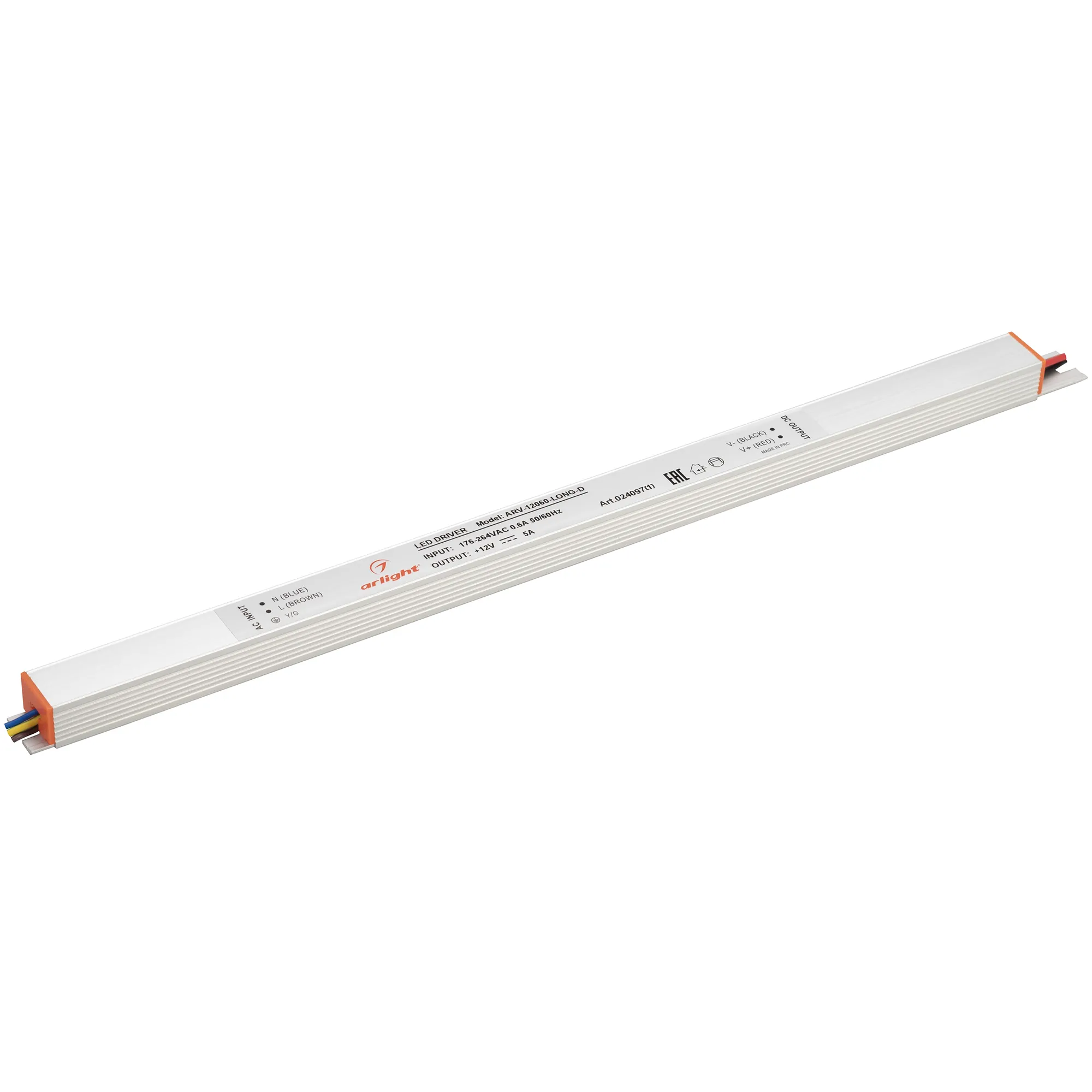 Блок питания ARV-12060-LONG-D (12V, 5A, 60W) (Arlight, IP20 Металл, 2 года) - Изображение