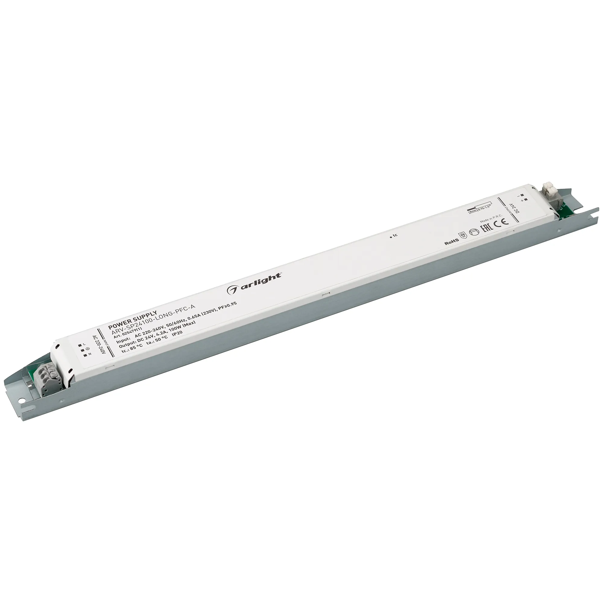 Блок питания ARV-SP24100-LONG-PFC-A (24V, 4.2A, 100W) (Arlight, IP20 Металл, 5 лет) - Изображение