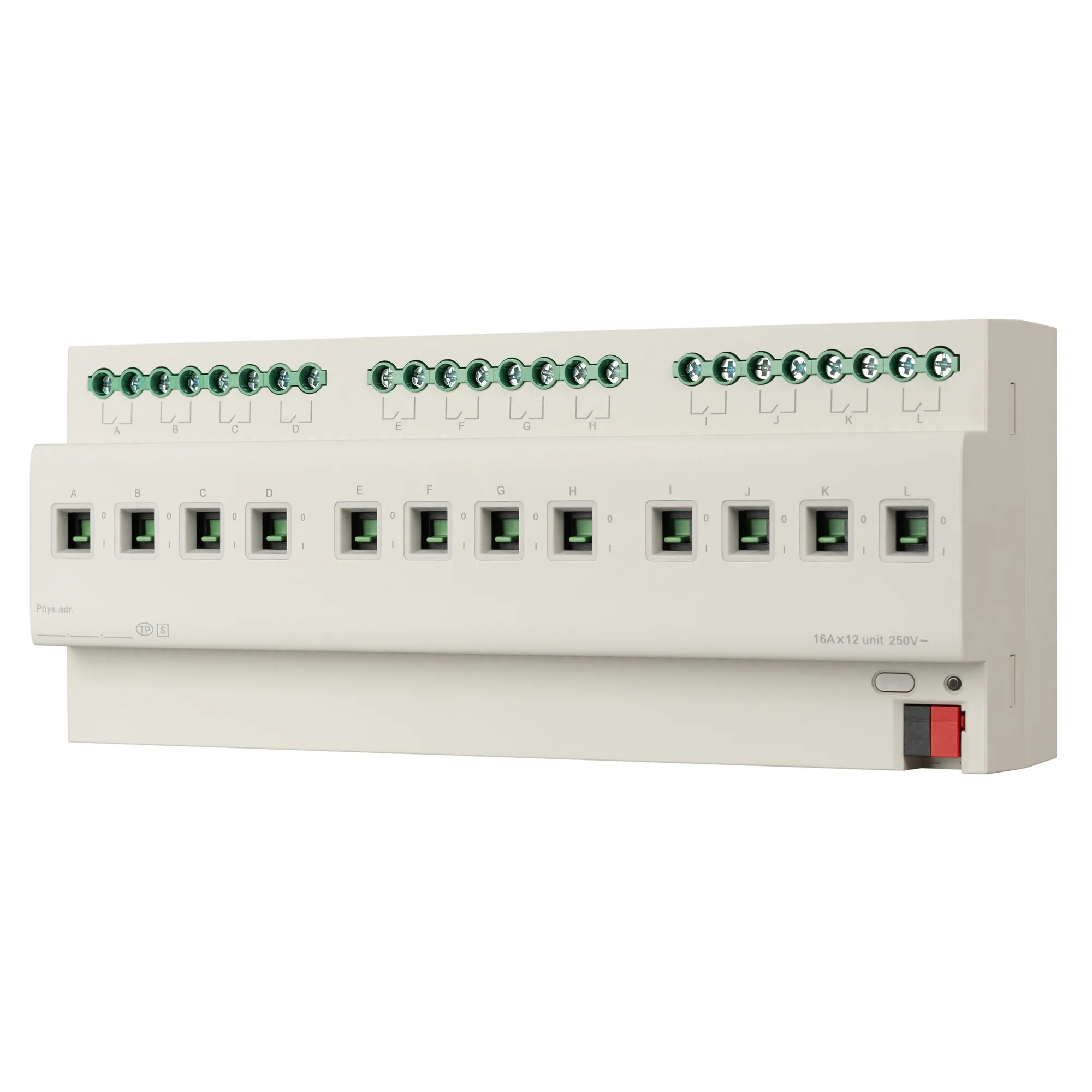 INTELLIGENT ARLIGHT Релейный модуль KNX-7123-82-DRO-DIN (BUS, 12x16A, KNX Secure) (IARL, IP20 Пластик, 2 года) - Изображение