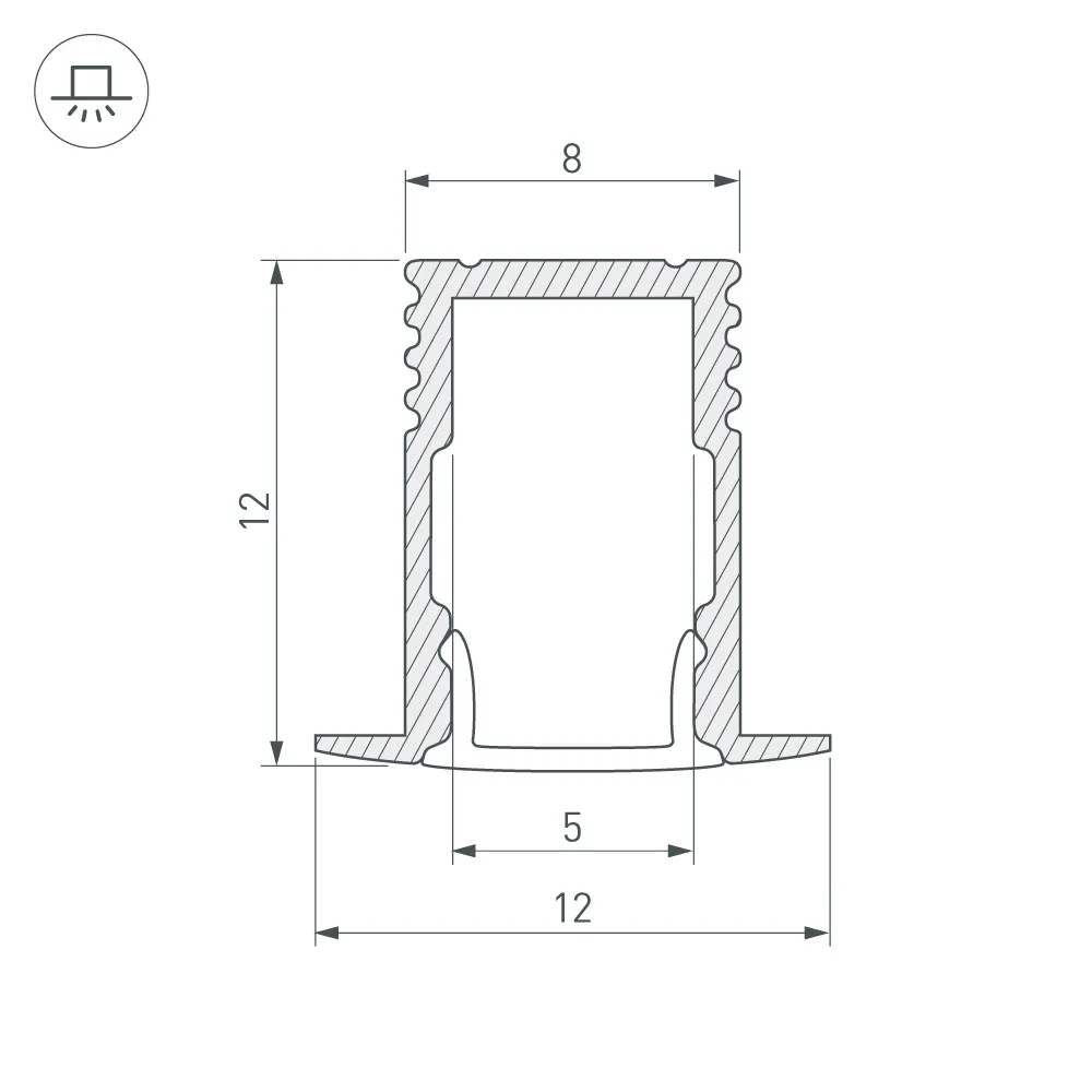 Профиль SL-MINI-8-H12-F12-2000 ANOD (Arlight, Алюминий) - Изображение