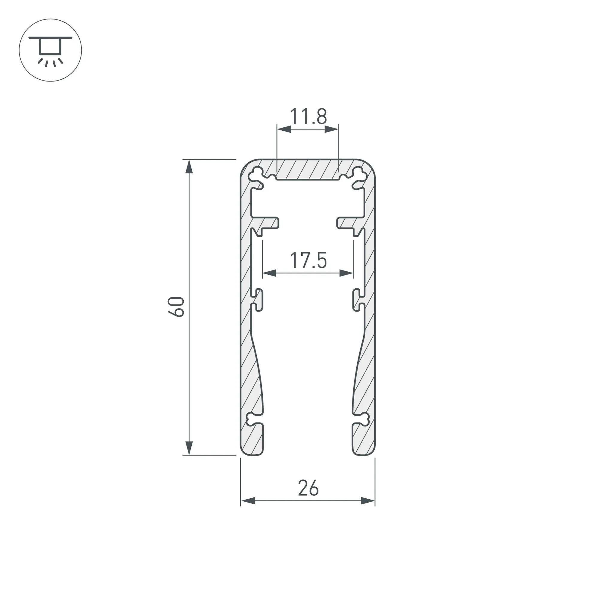 Профиль ALU-HANDRAIL-2000 FOR GLASS 17.5 (Arlight, Алюминий) - Изображение