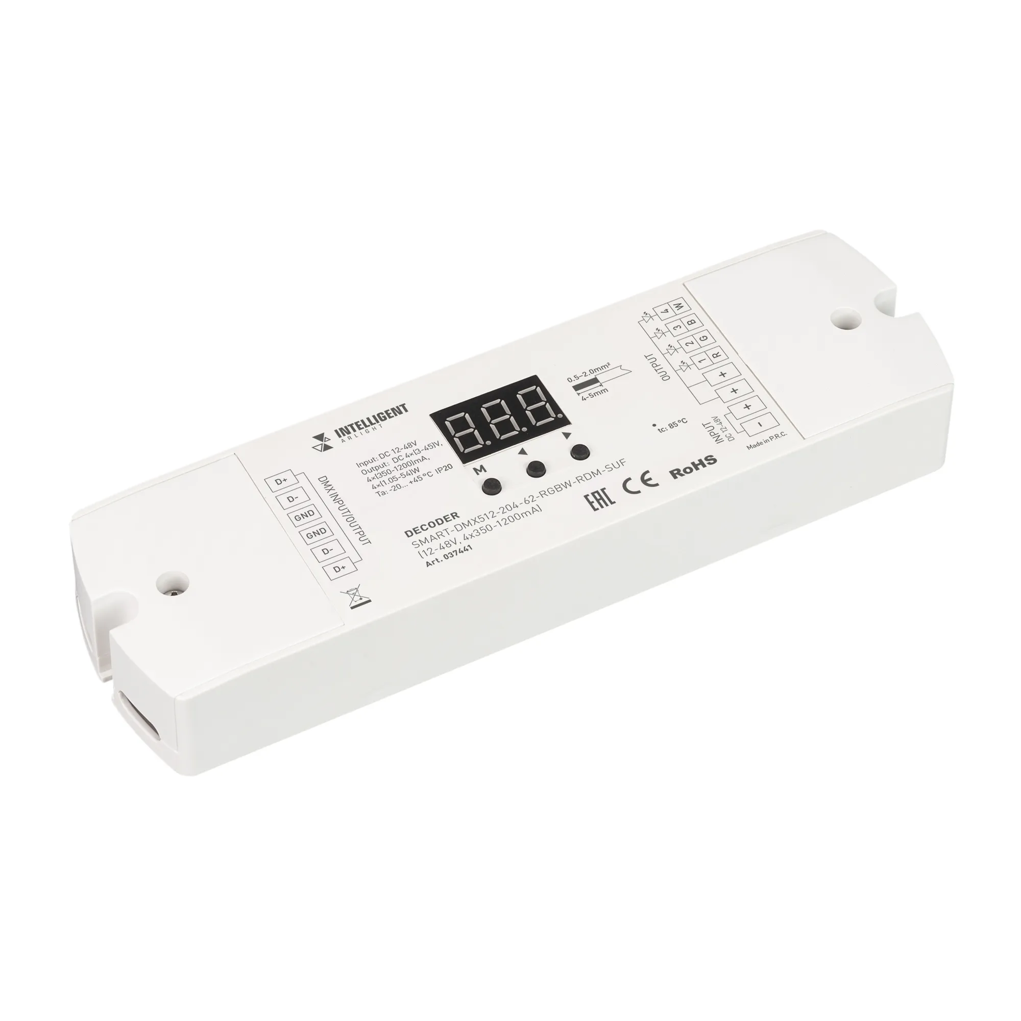 INTELLIGENT ARLIGHT Декодер SMART-DMX512-204-62-RGBW-RDM-SUF (12-48V, 4x350-1200mA) (IARL, IP20 Пластик, 5 лет) - Изображение