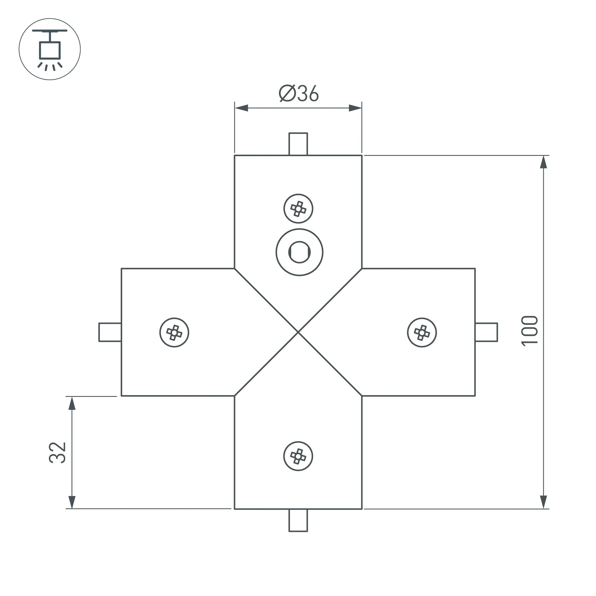 Соединитель профиля ROUND-D36-360-X90 (Arlight, Металл) - Изображение