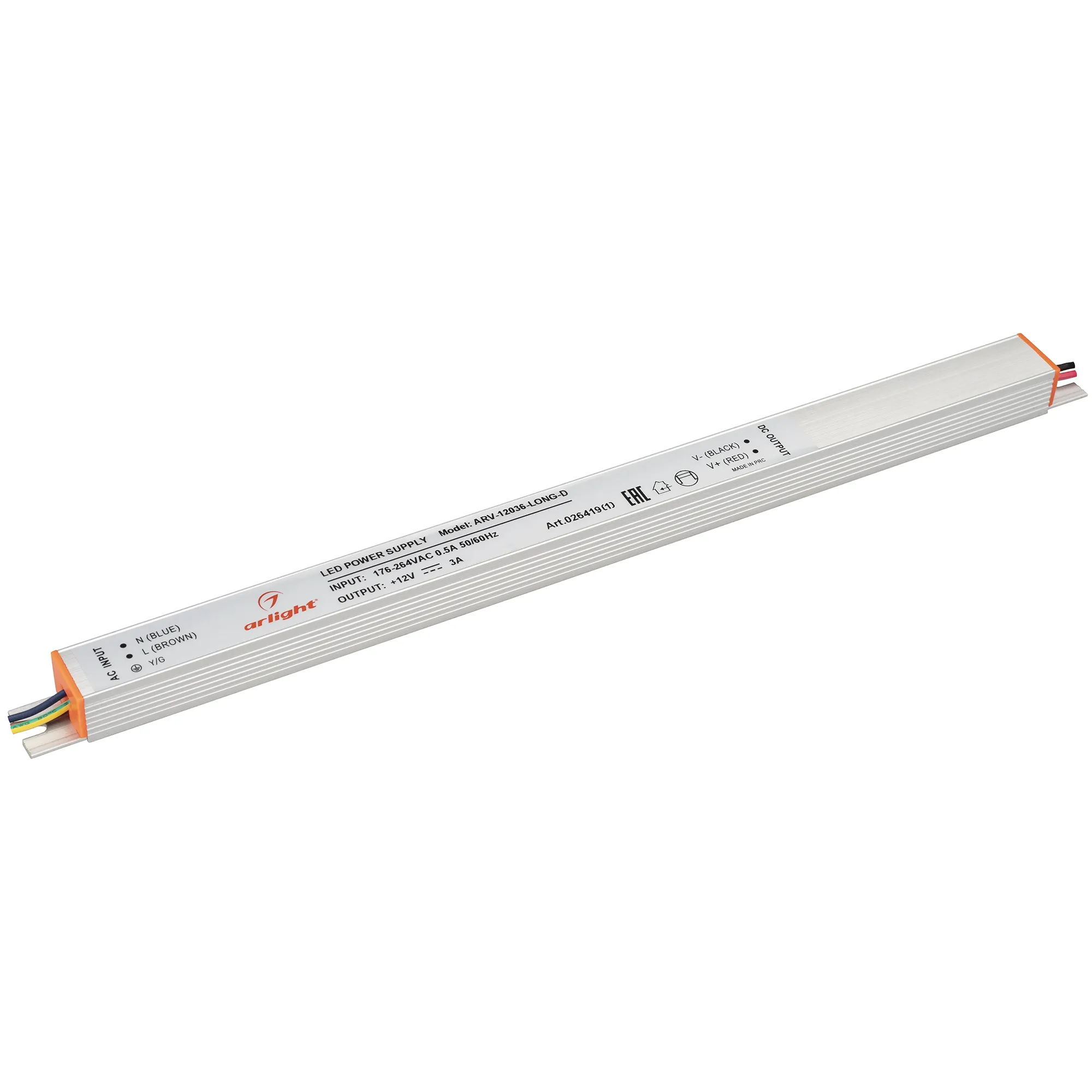 Блок питания ARV-12036-LONG-D (12V, 3A, 36W) (Arlight, IP20 Металл, 2 года) - Изображение