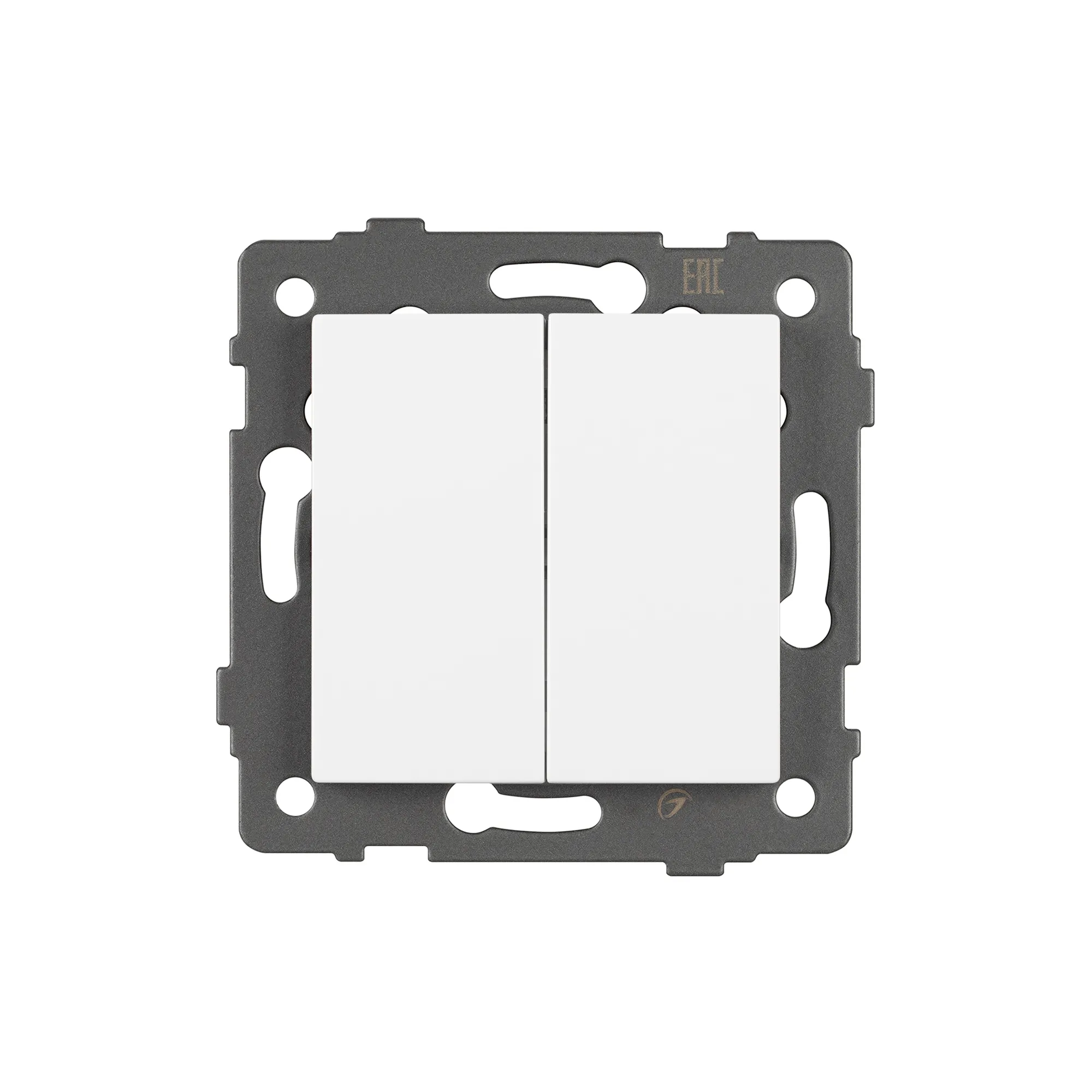 Механизм выключателя двухклавишный проходной SWT-MKP2-PL-WH-V (250V, 10A) (Arlight, -) - Изображение