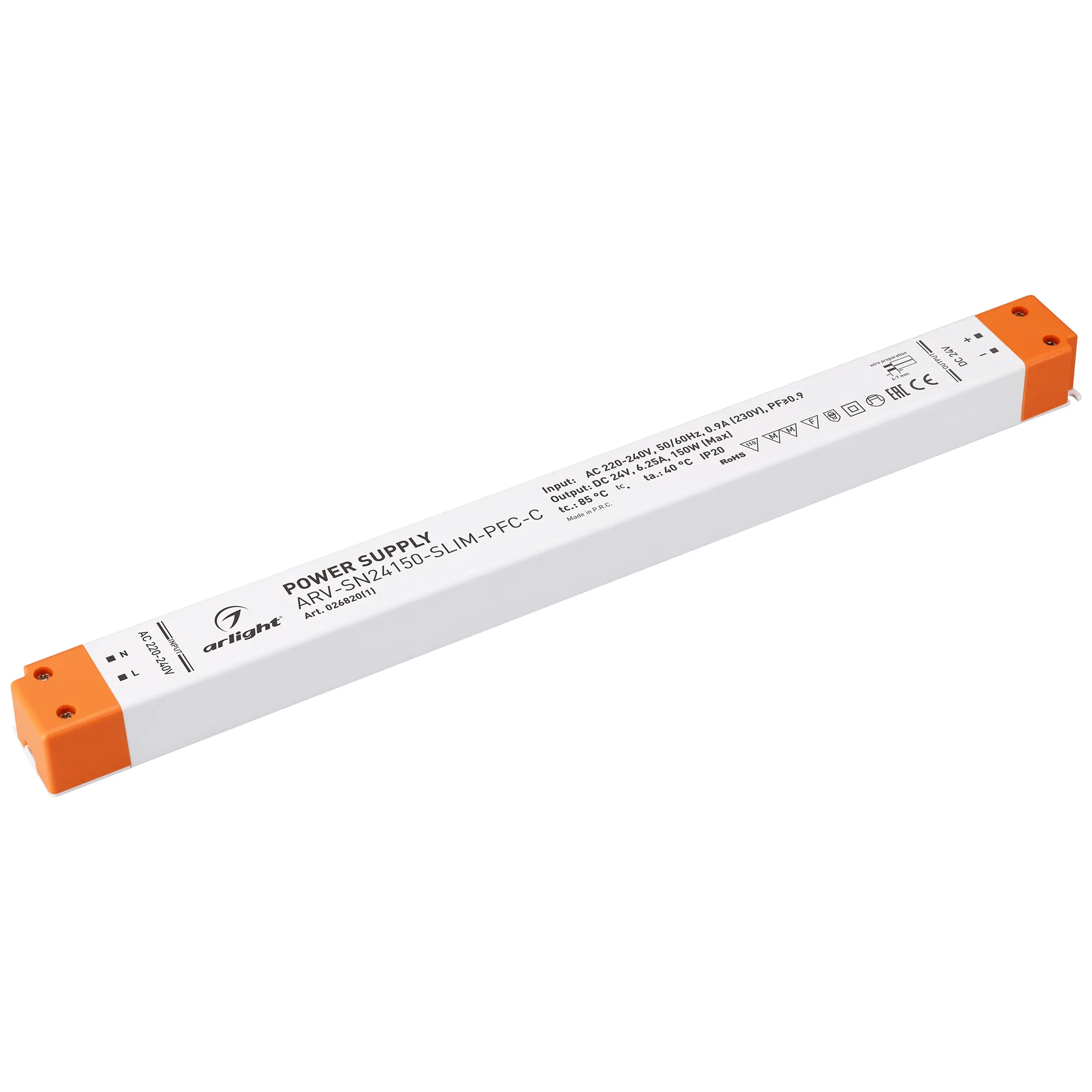 Блок питания ARV-SN24150-SLIM-PFC-C (24V, 6.25A, 150W) (Arlight, IP20 Пластик, 3 года) - Изображение