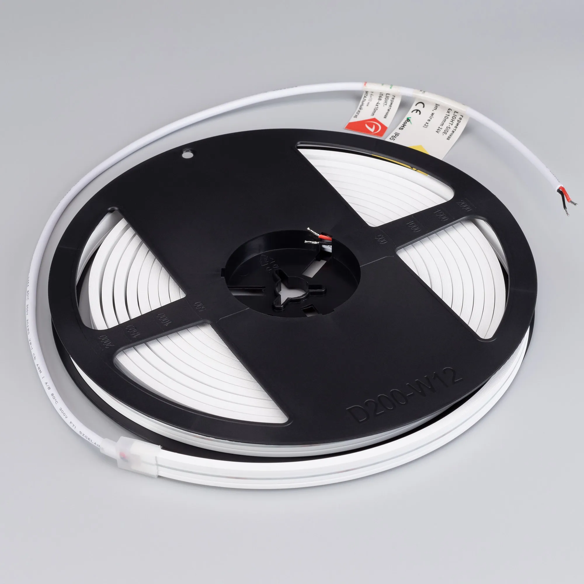 Лента светодиодная герметичная MOONLIGHT-SIDE-A168-4x10mm 24V Warm2700 (7.2 W/m, IP65, 5m, wire x2) (Arlight, Вывод прямой, 3 года) - Изображение