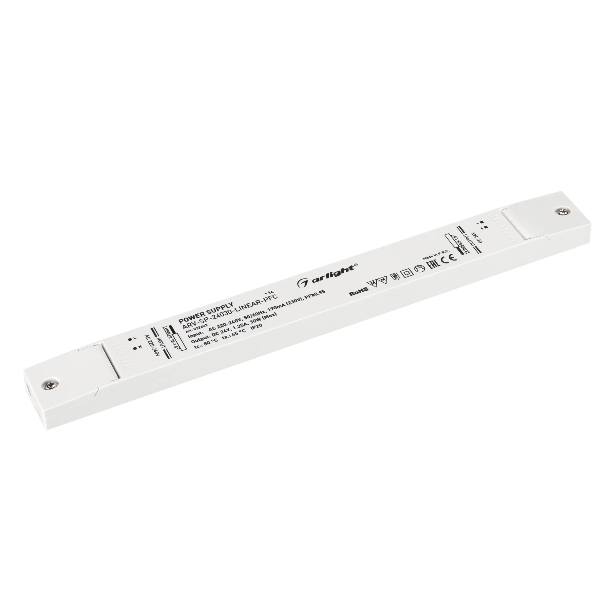 Блок питания ARV-SP-24030-LINEAR-PFC (24V, 1.25A, 30W) (Arlight, IP20 Пластик, 5 лет) - Изображение