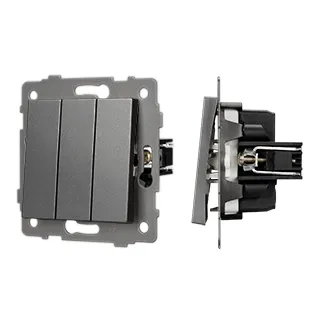 Механизм выключателя трехклавишный непроходной SWT-MK03-PL-GR-V (250V, 10A) (Arlight, -) - Изображение
