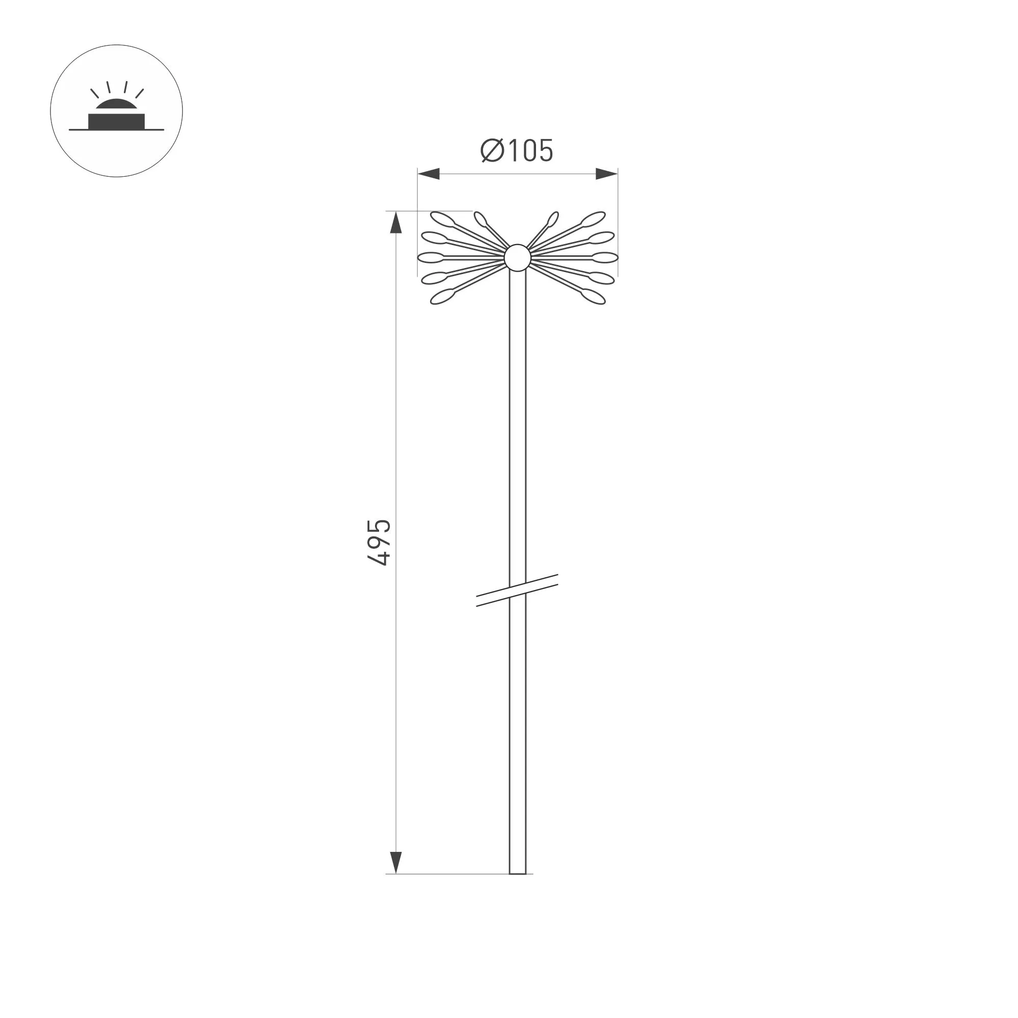 Светильник KT-DANDEL-BOLL-H495-0.5W Warm3000 (WH, 24 deg, 24V) (Arlight, IP65 Металл, 3 года) - Изображение