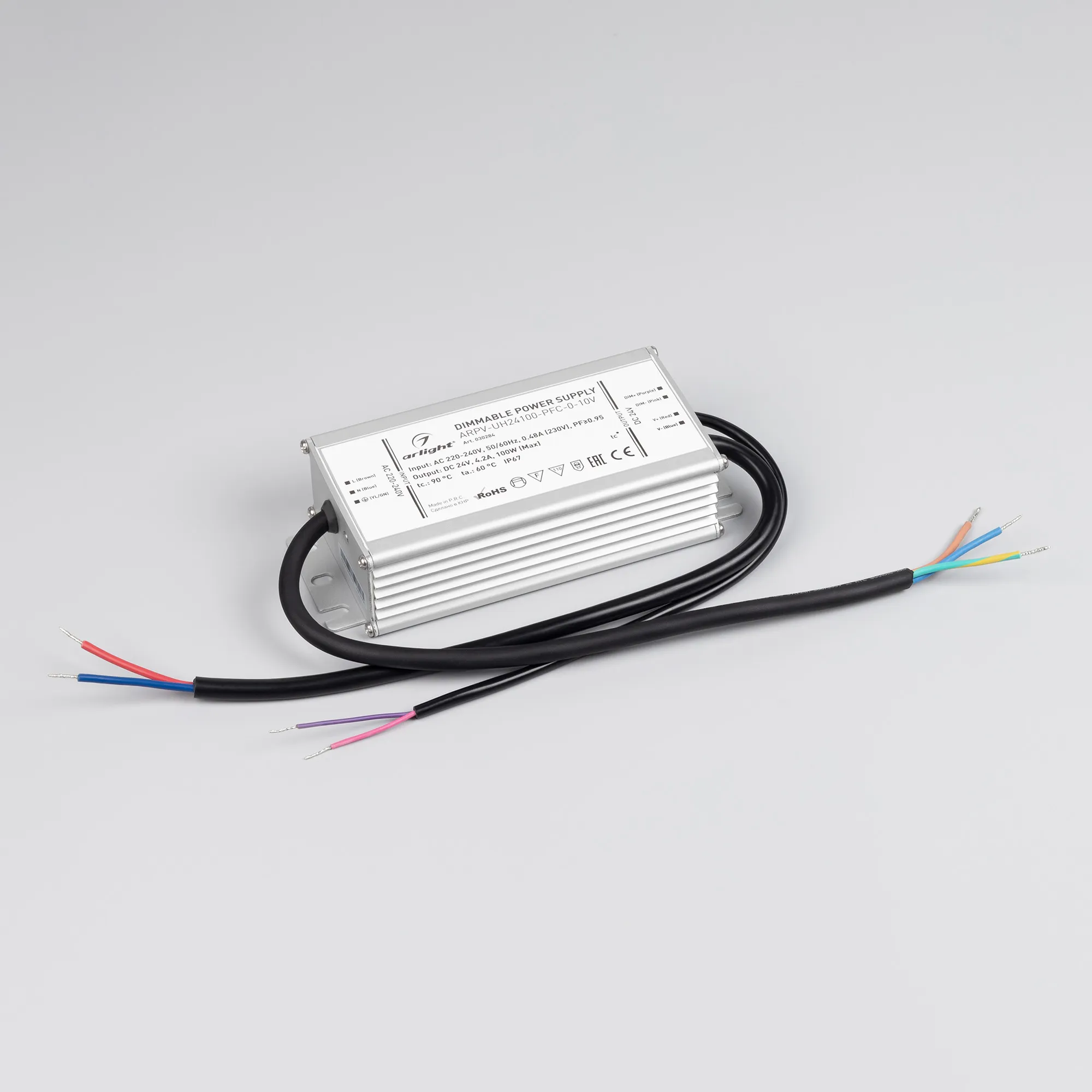 Блок питания ARPV-UH24100-PFC-0-10V (24V, 4.2A, 100W) (Arlight, IP67 Металл, 7 лет) - Изображение