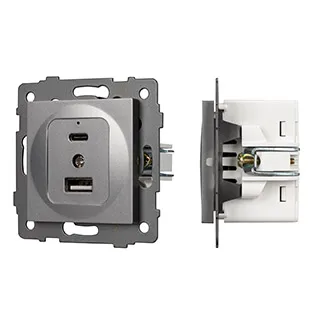Механизм USB розетки SCT-MUAC-PL-GR-V (5V, 3A, QC4) (Arlight, -) - Изображение