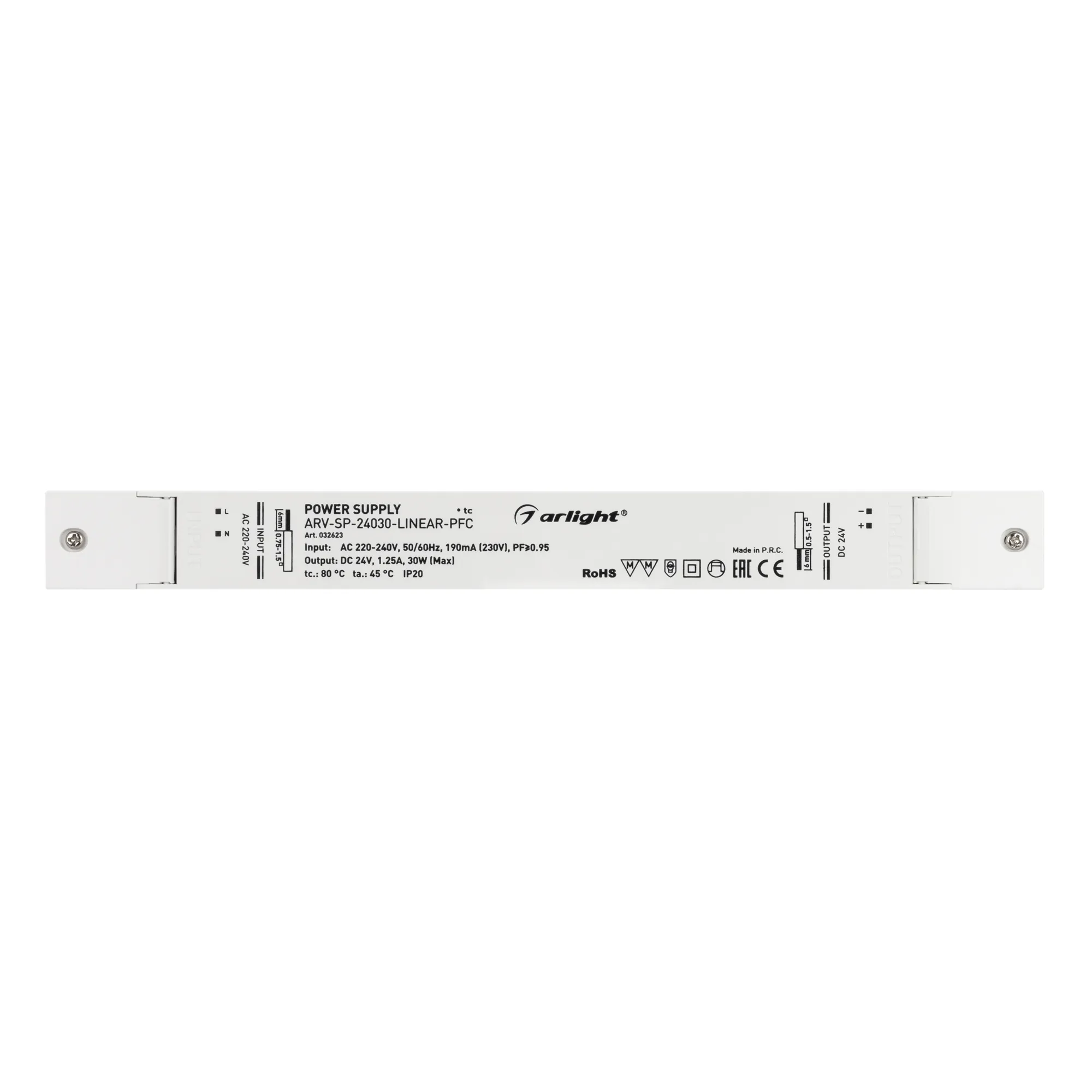 Блок питания ARV-SP-24030-LINEAR-PFC (24V, 1.25A, 30W) (Arlight, IP20 Пластик, 5 лет) - Изображение