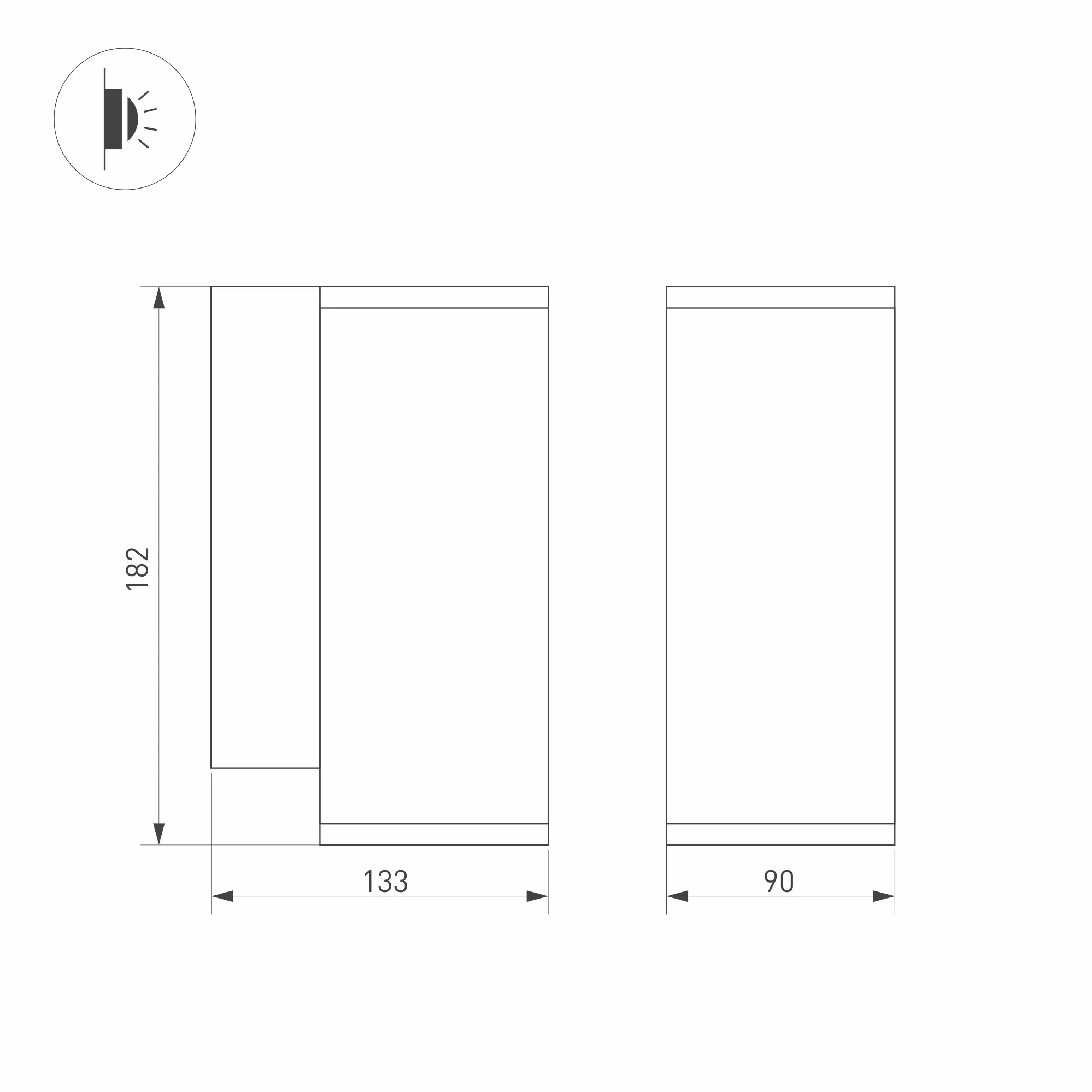 Светильник LGD-FORMA-WALL-R90-12W Warm3000 (GR, 44 deg, 230V) (Arlight, IP54 Металл, 3 года) - Изображение