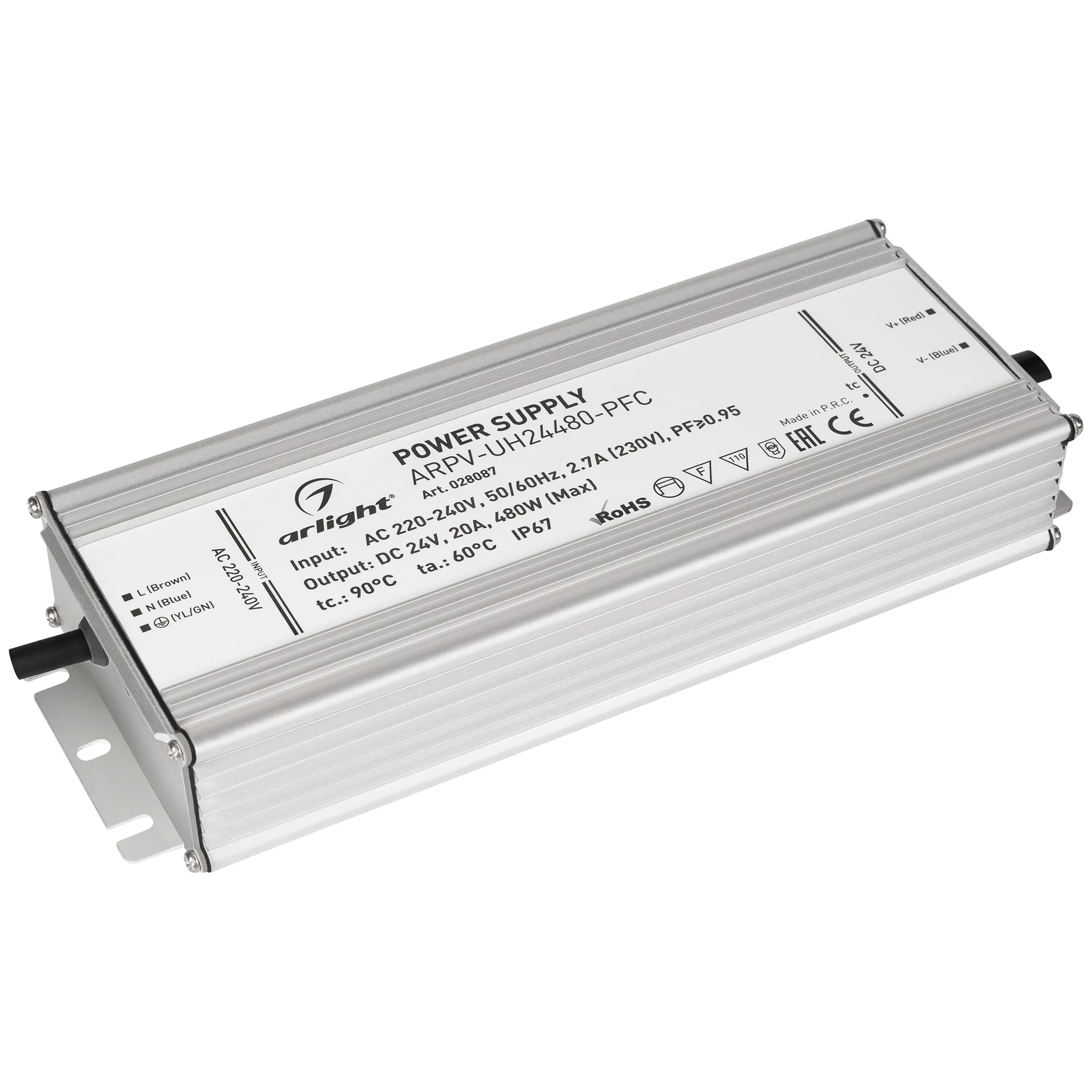 Блок питания ARPV-UH24480-PFC (24V, 20A, 480W) (Arlight, IP67 Металл, 7 лет) - Изображение