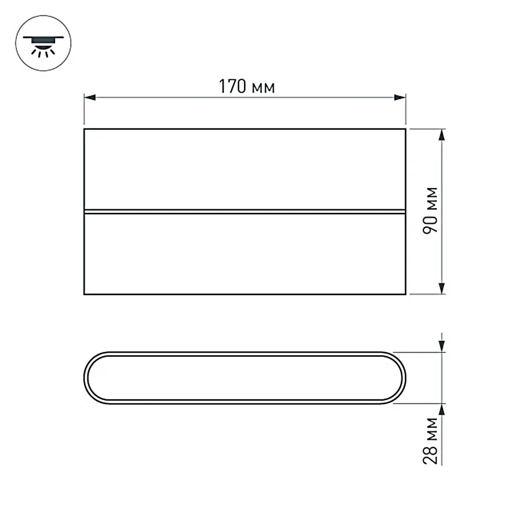 Светильник SP-WALL-FLAT-S170x90-2x6W Warm3000 (GR, 120 deg, 230V) (Arlight, IP54 Металл, 3 года) - Изображение