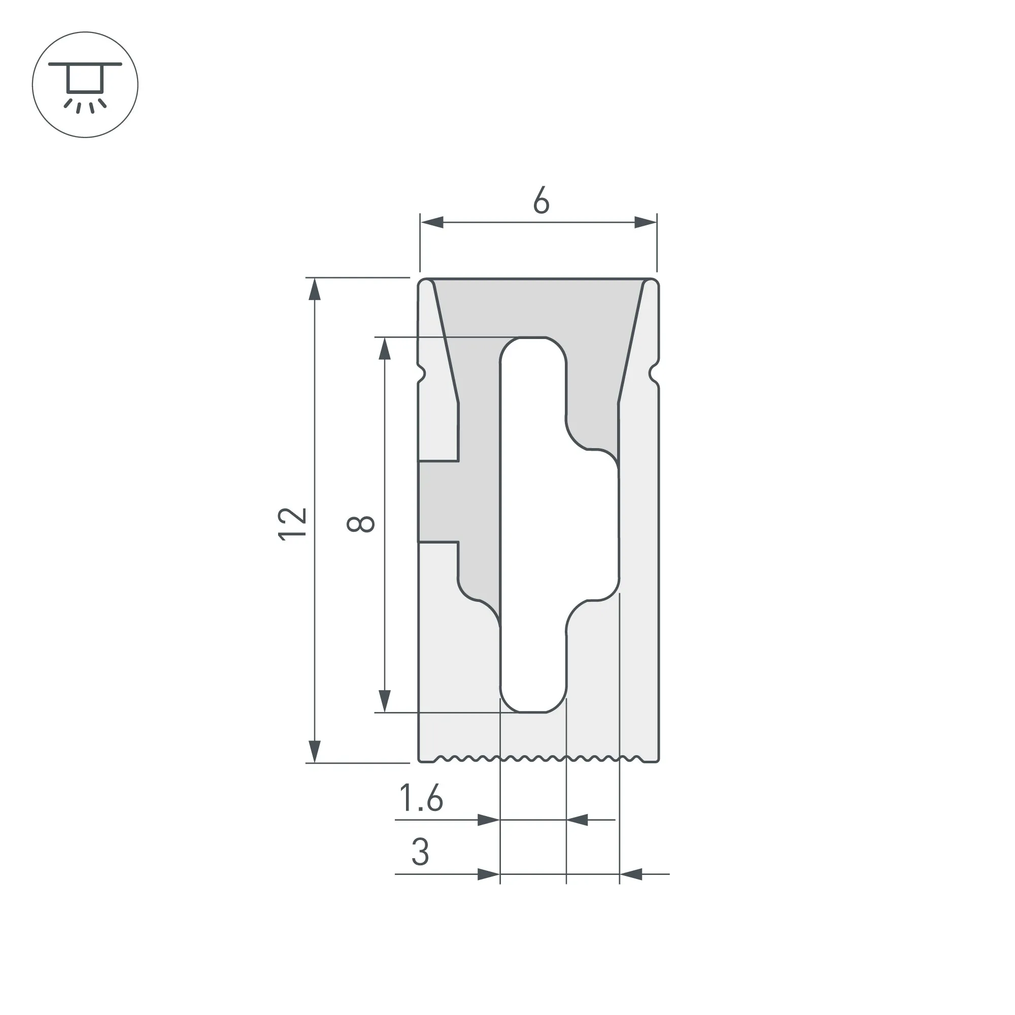 Силиконовый профиль WPH-FLEX-0612-SIDE-S8-10m WHITE (Arlight, Силикон) - Изображение