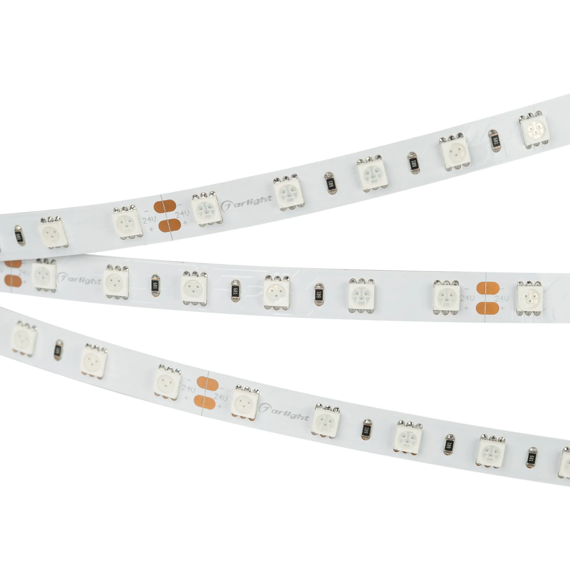 Лента RT 2-5000 24V Yellow 2x (5060, 300 LED, LUX) (Arlight, 14.4 Вт/м, IP20) - Изображение