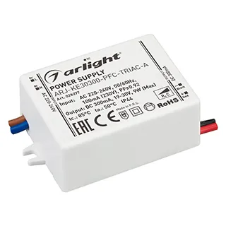 Блок питания ARJ-KE30300-PFC-TRIAC-A (9W, 300mA) (Arlight, IP44 Пластик, 5 лет) - Изображение