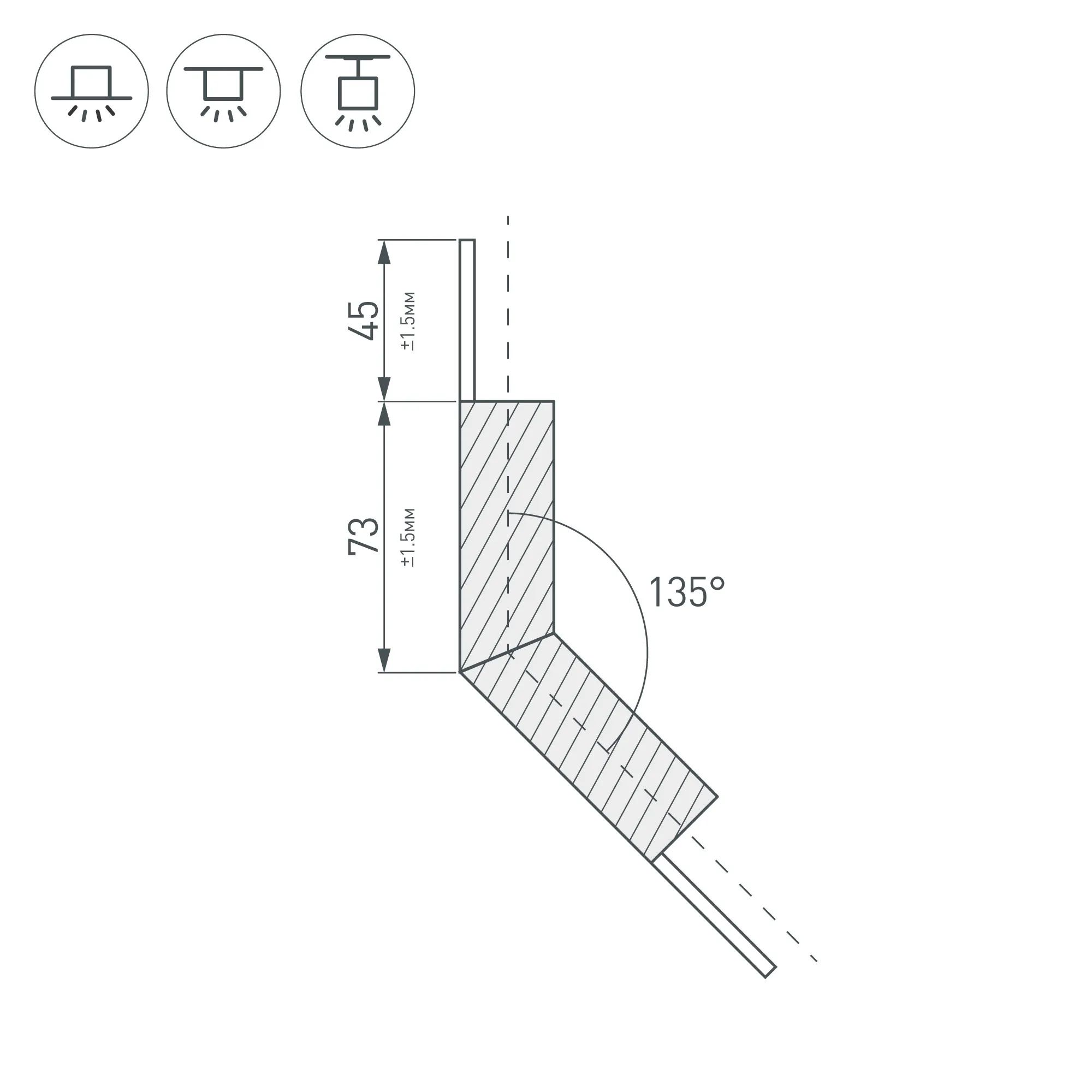 Угол PLS-LOCK-H25-L135W внешний (с экраном MAT-L) (Arlight, Металл) - Изображение