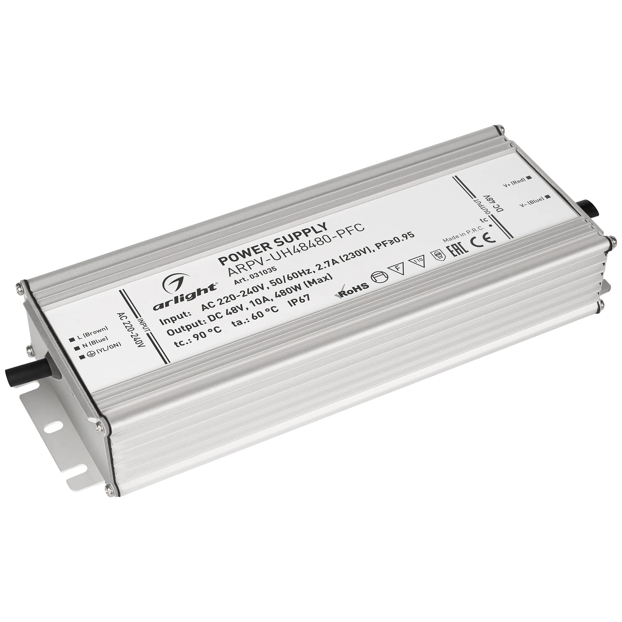 Блок питания ARPV-UH48480-PFC (48V, 10A, 480W) (Arlight, IP67 Металл, 7 лет) - Изображение